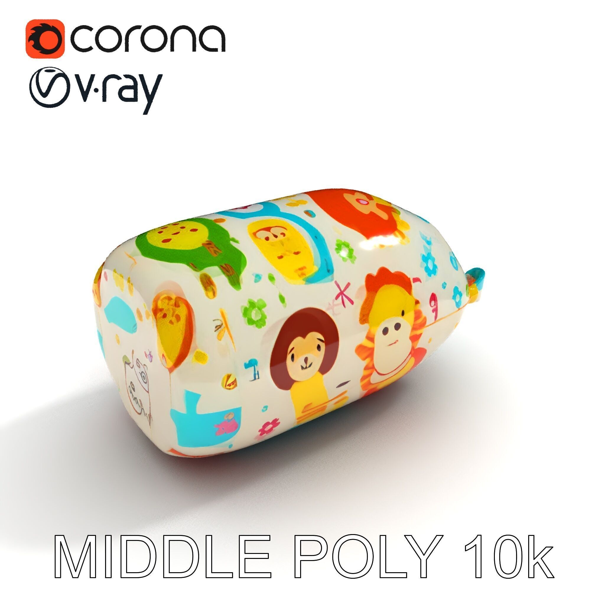 Colorful Animal Print Pillow Model Pack Low-poly 3D model_30