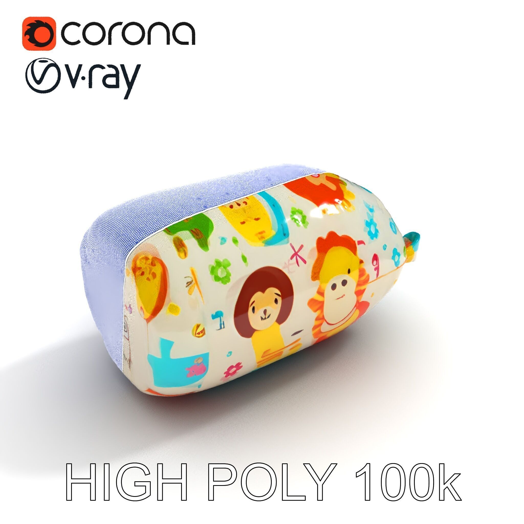 Colorful Animal Print Pillow Model Pack Low-poly 3D model_27