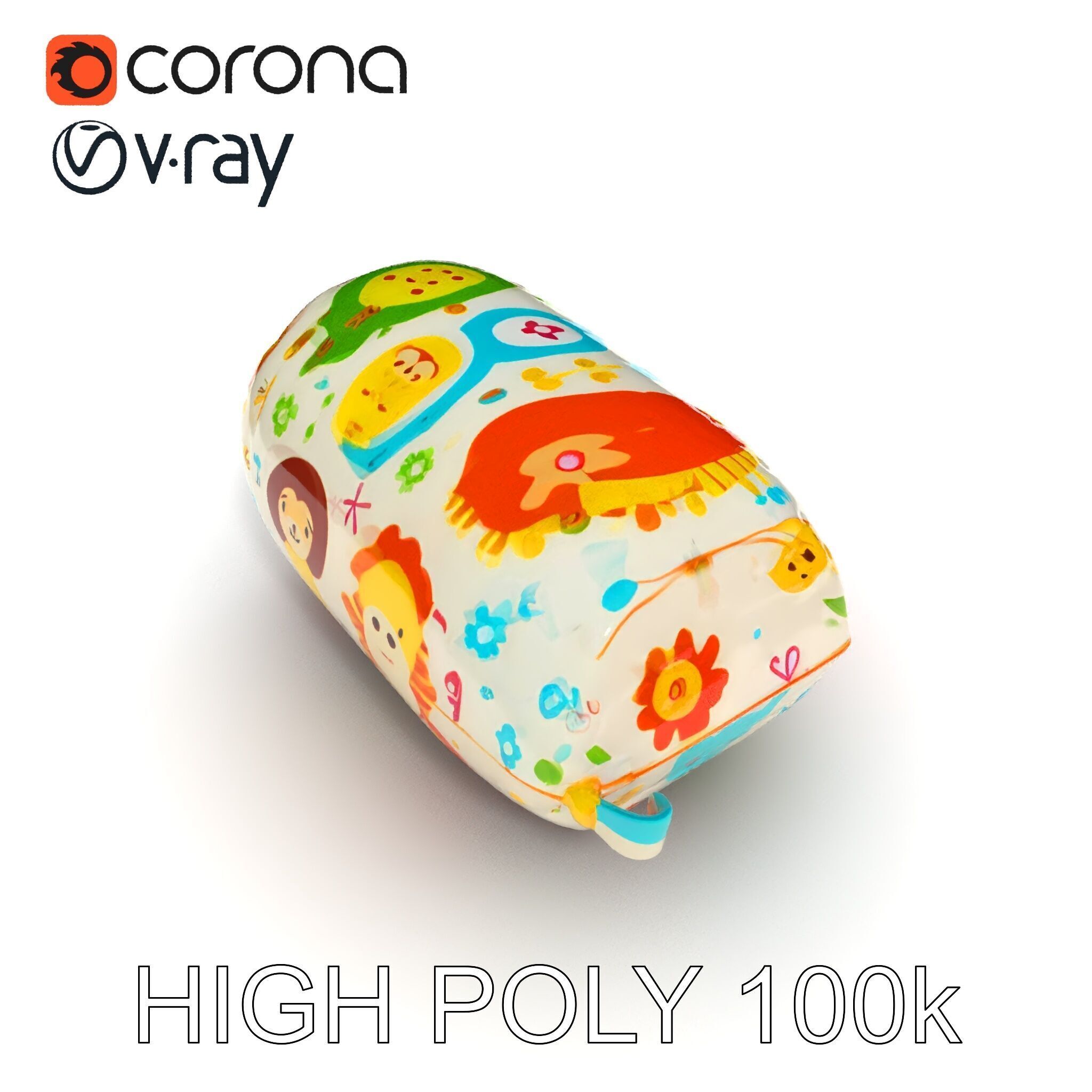 Colorful Animal Print Pillow Model Pack Low-poly 3D model_35