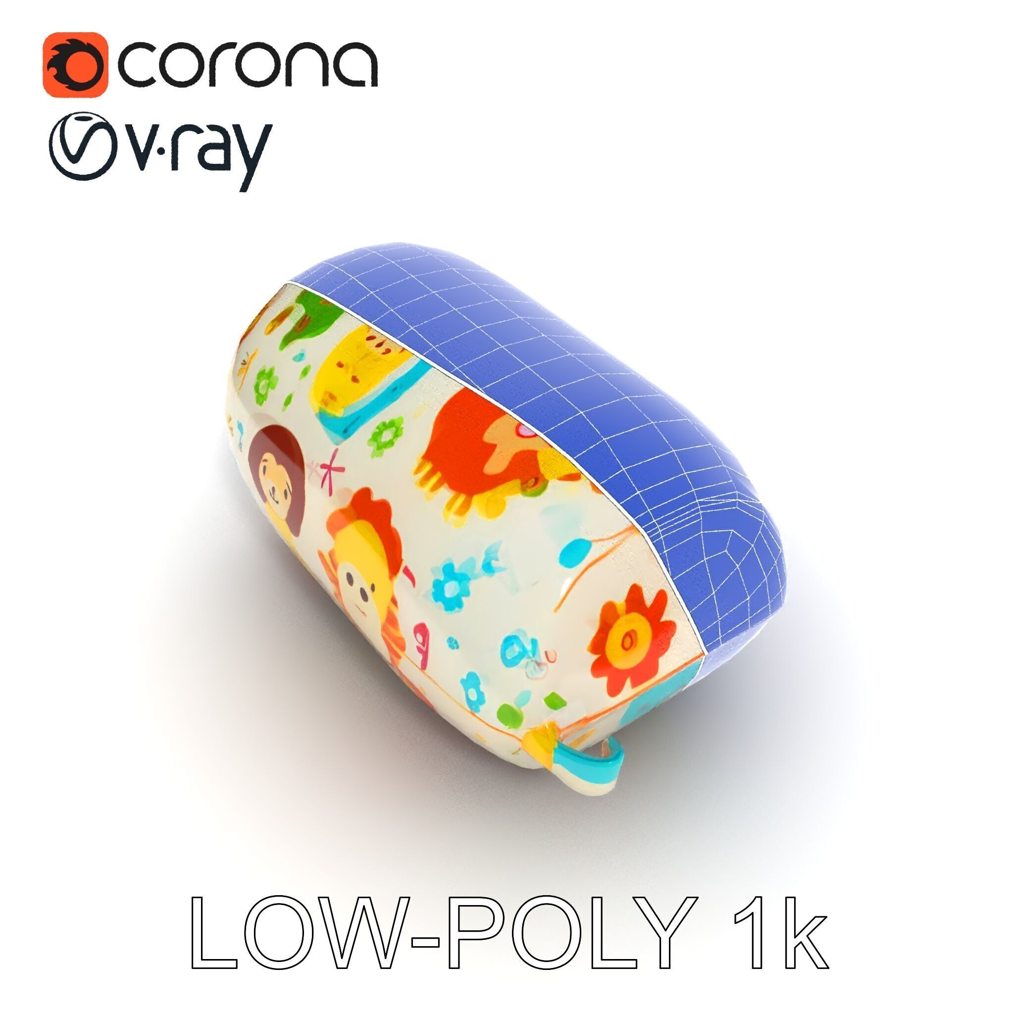 Colorful Animal Print Pillow Model Pack Low-poly 3D model_33