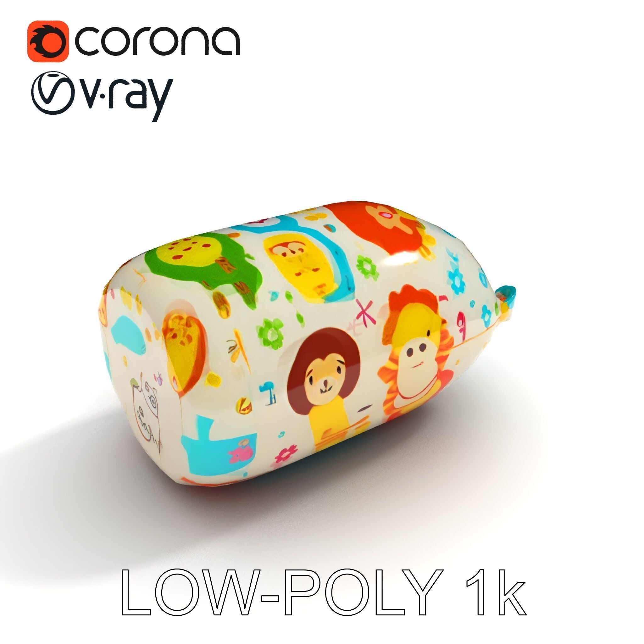 Colorful Animal Print Pillow Model Pack Low-poly 3D model_14