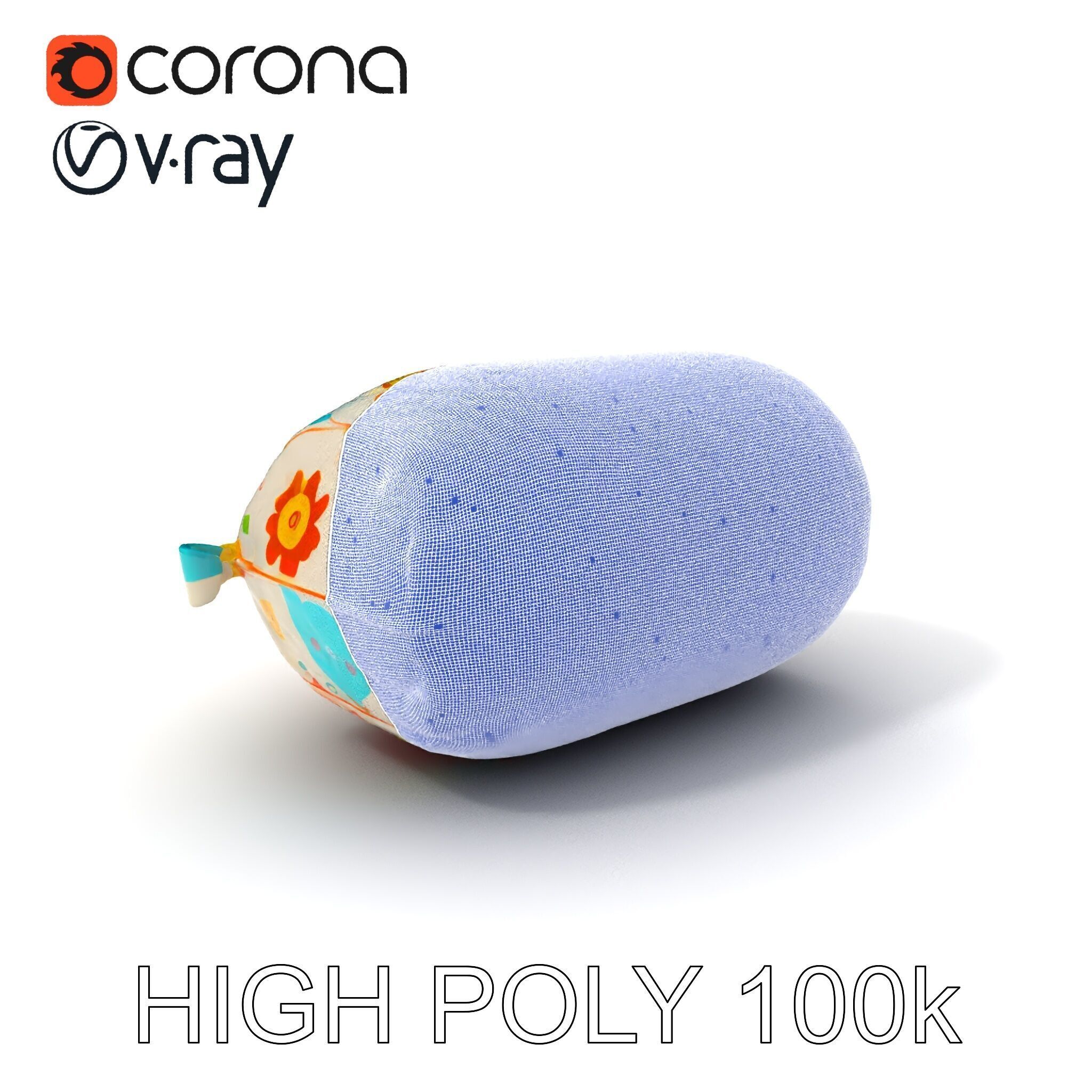 Colorful Animal Print Pillow Model Pack Low-poly 3D model_4