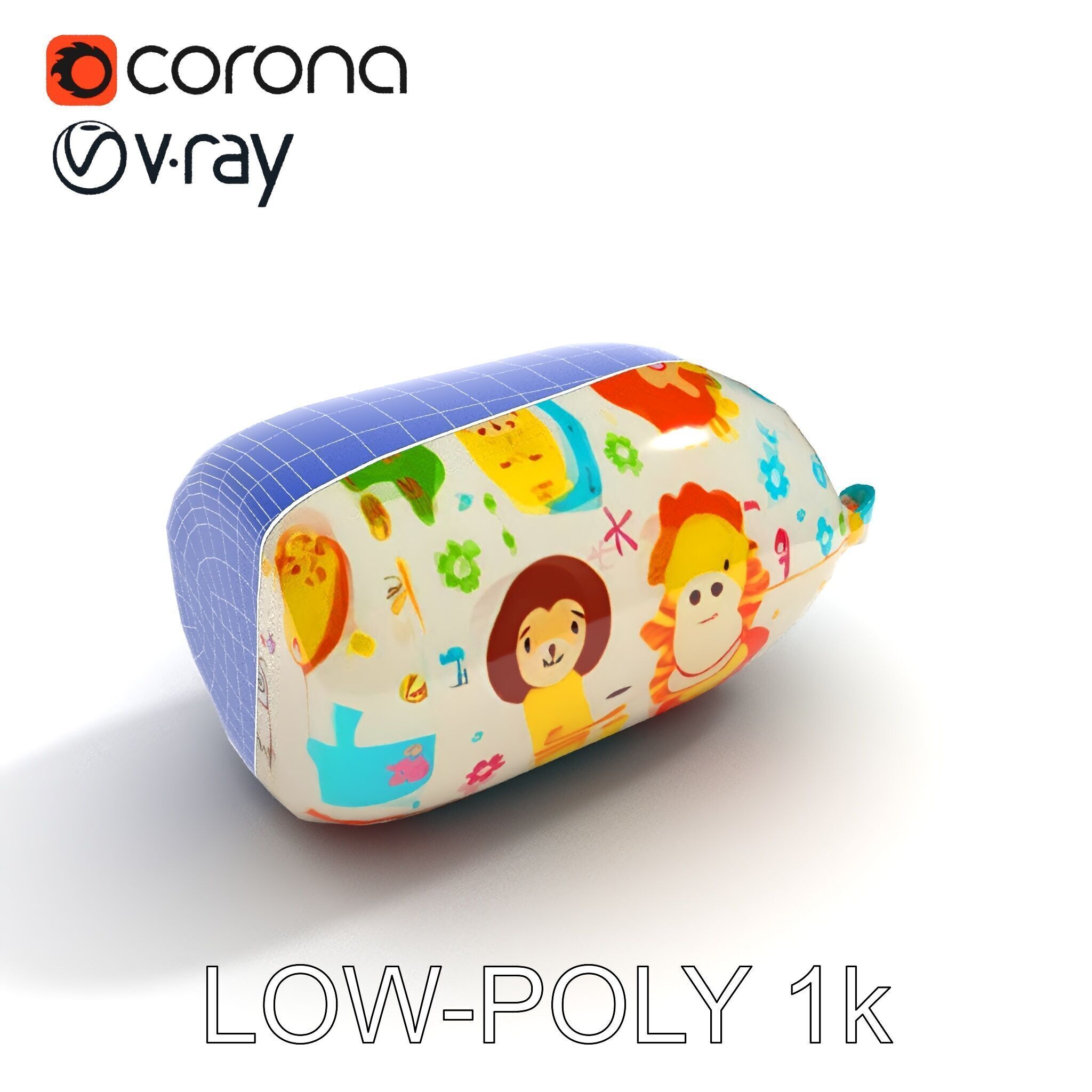 Colorful Animal Print Pillow Model Pack Low-poly 3D model_9