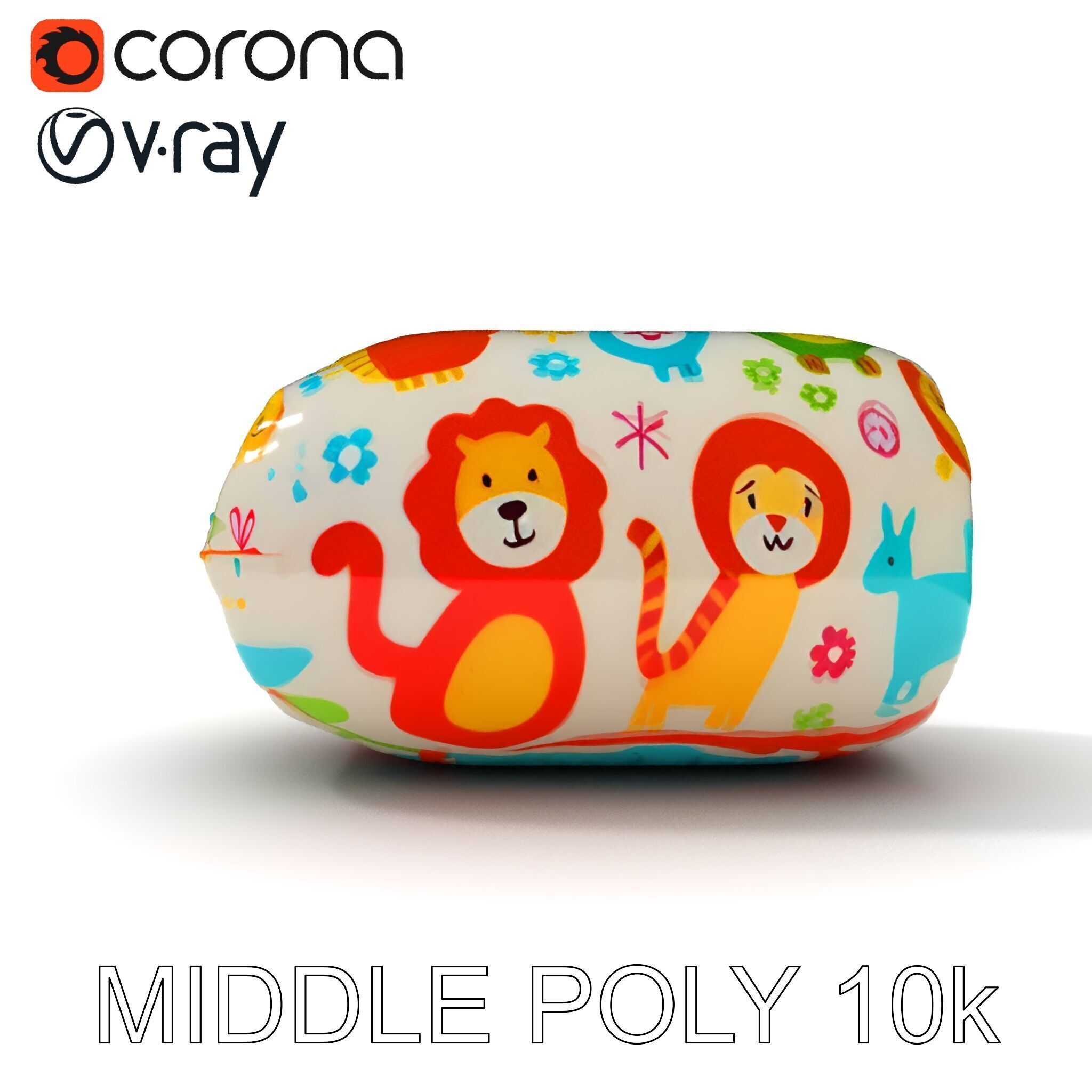 Colorful Animal Print Pillow Model Pack Low-poly 3D model_25