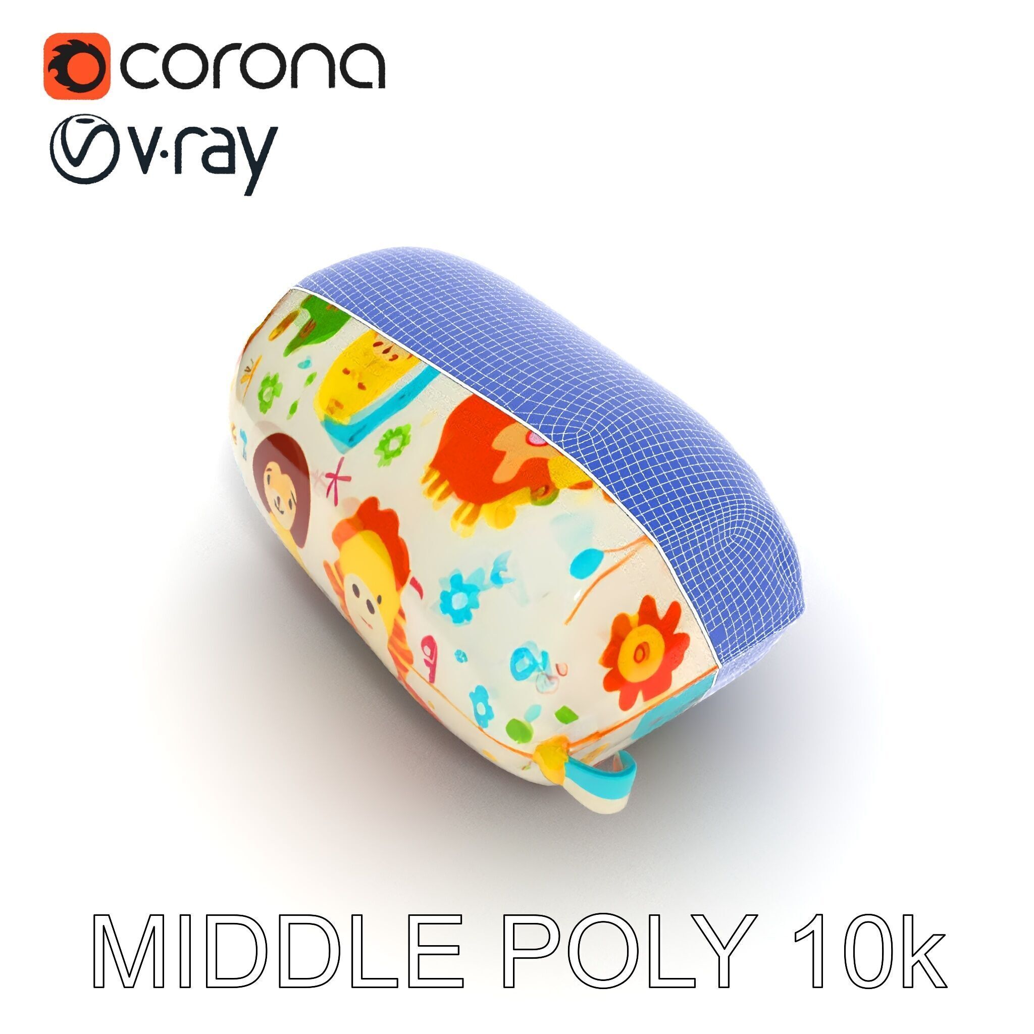 Colorful Animal Print Pillow Model Pack Low-poly 3D model_8