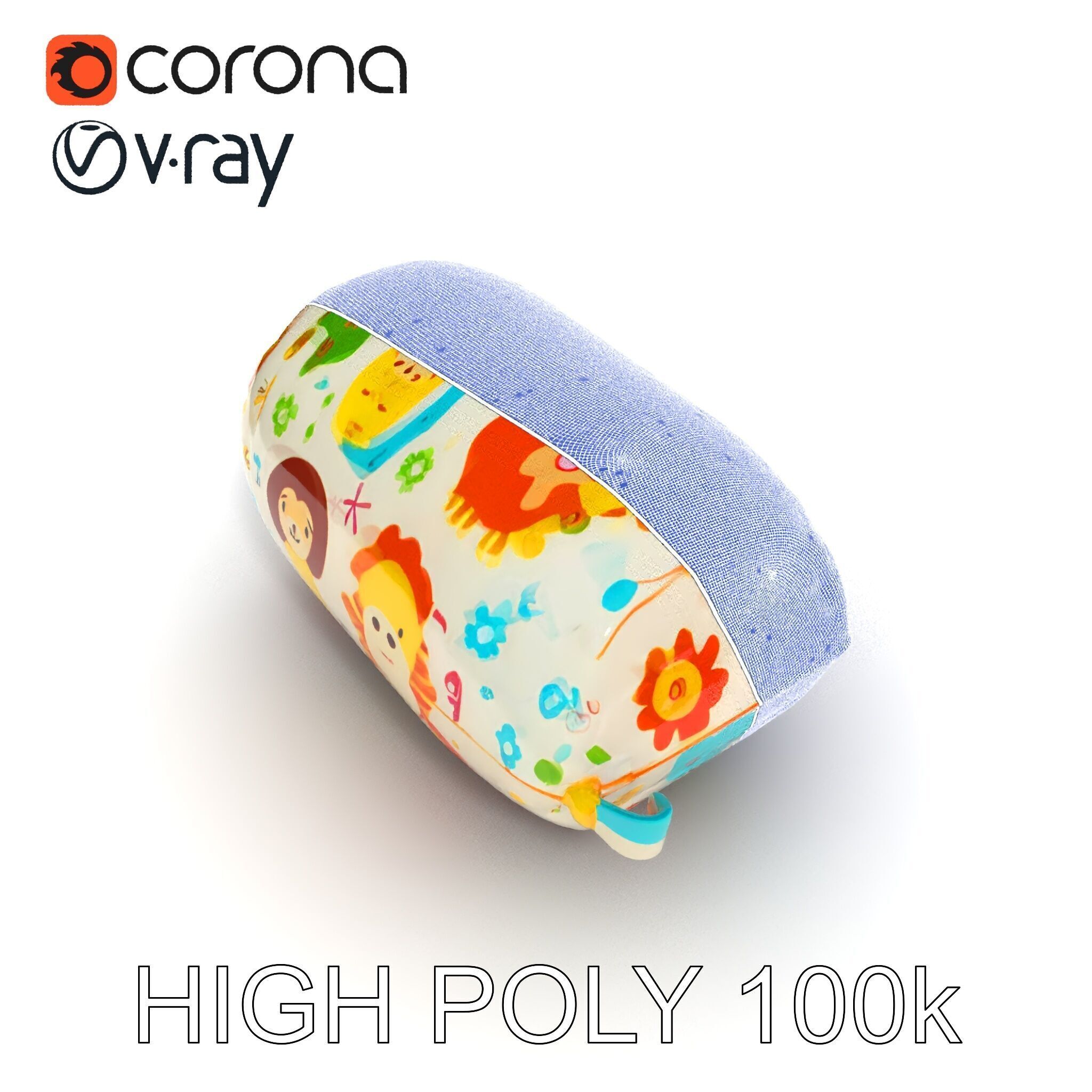 Colorful Animal Print Pillow Model Pack Low-poly 3D model_34