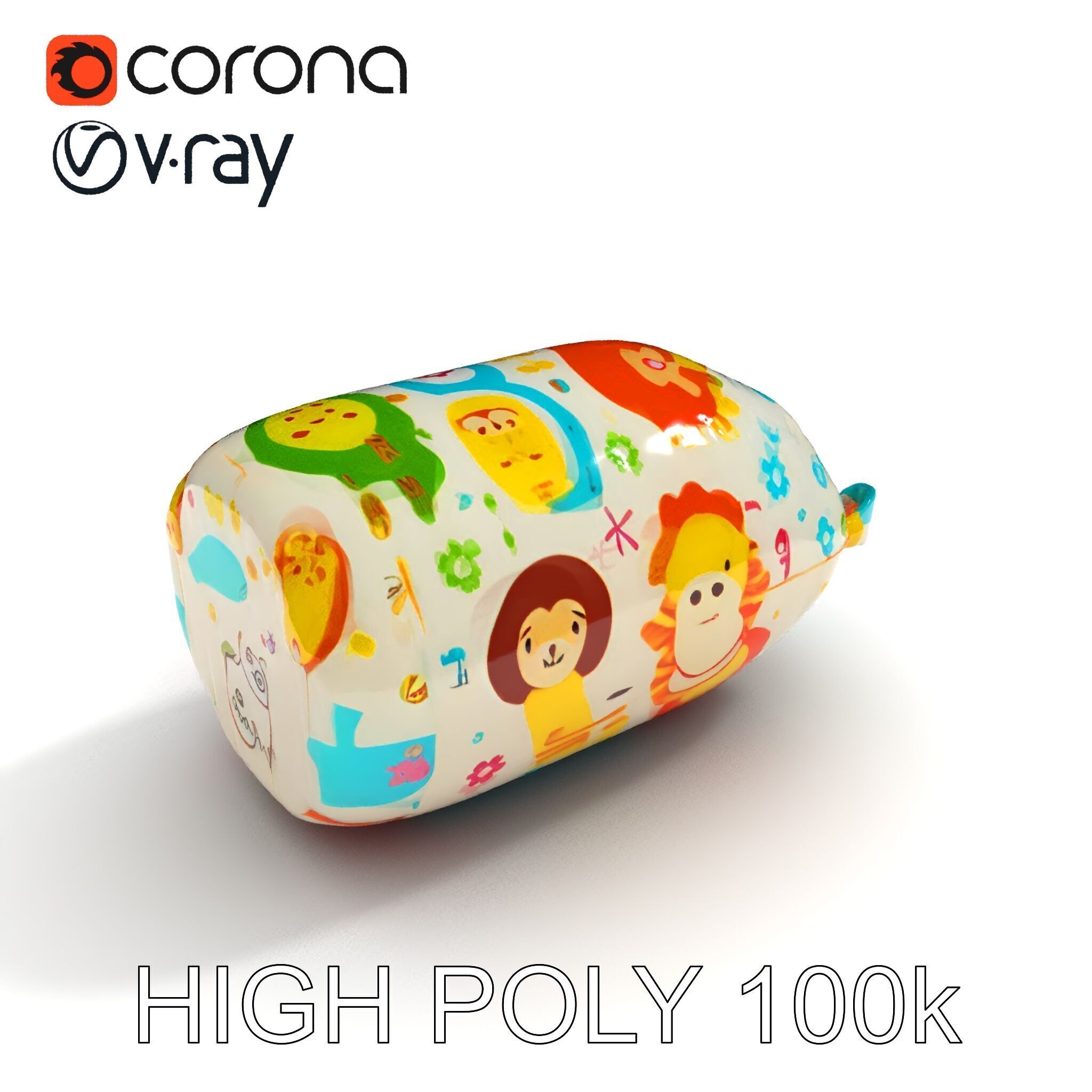 Colorful Animal Print Pillow Model Pack Low-poly 3D model_24