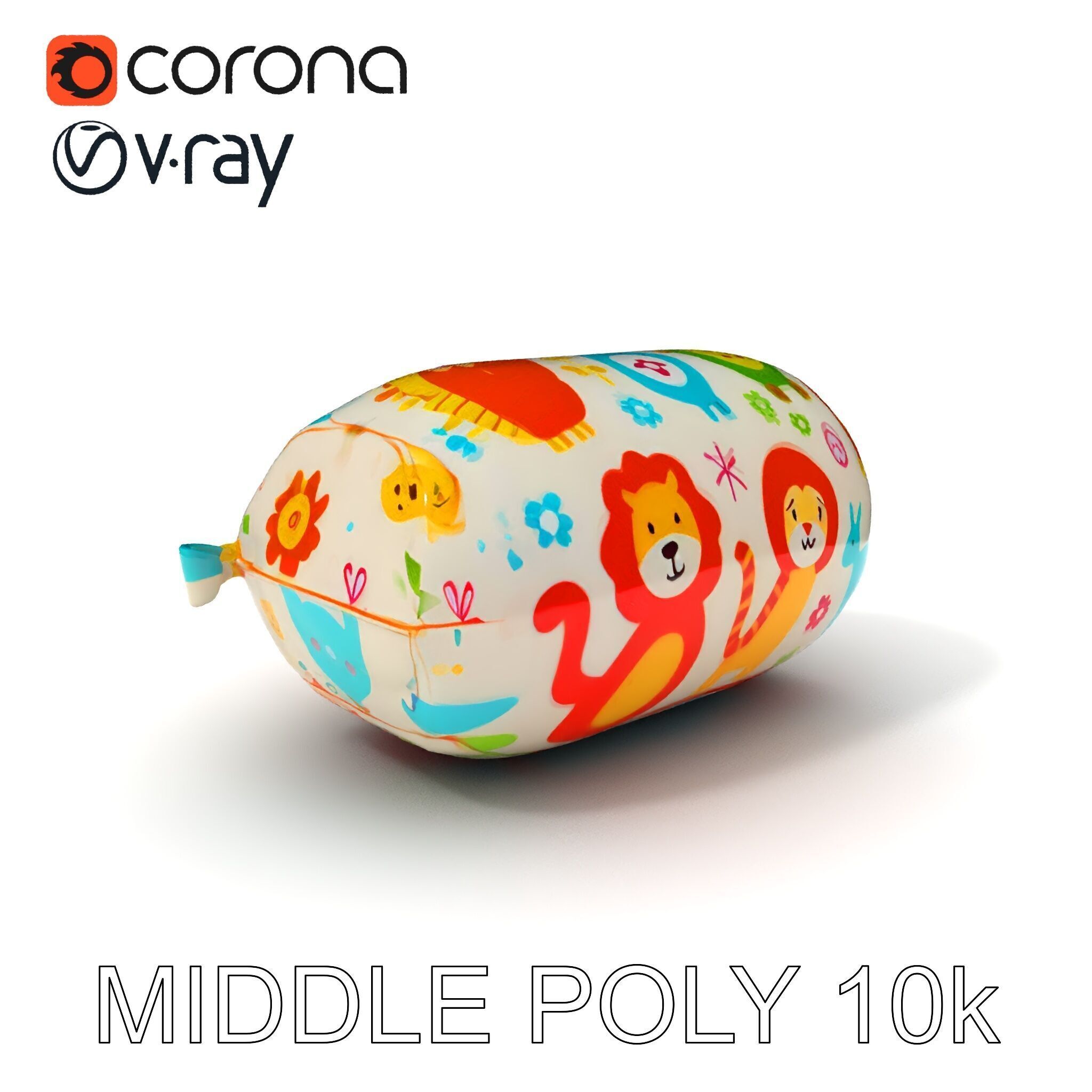 Colorful Animal Print Pillow Model Pack Low-poly 3D model_28