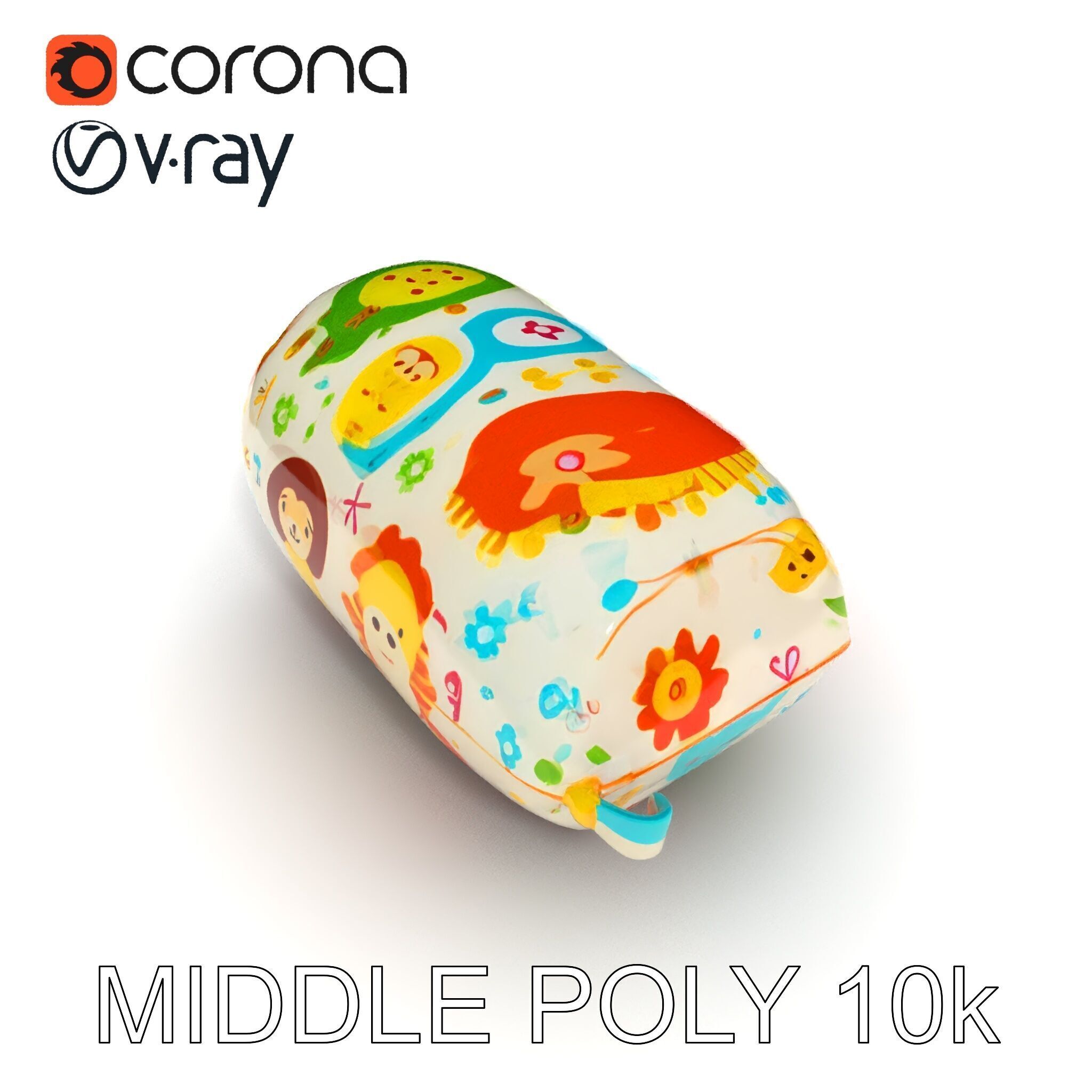 Colorful Animal Print Pillow Model Pack Low-poly 3D model_11