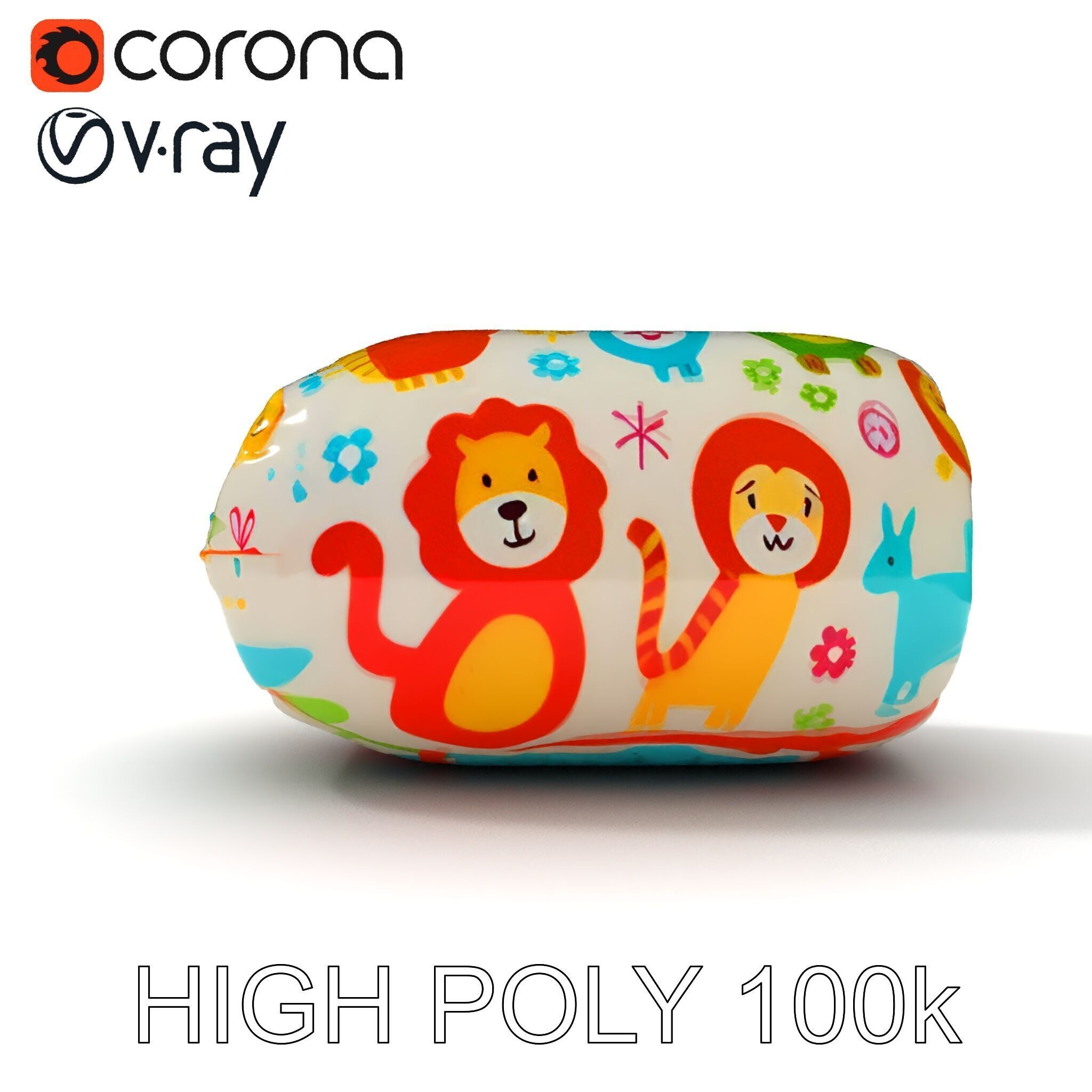 Colorful Animal Print Pillow Model Pack Low-poly 3D model_15