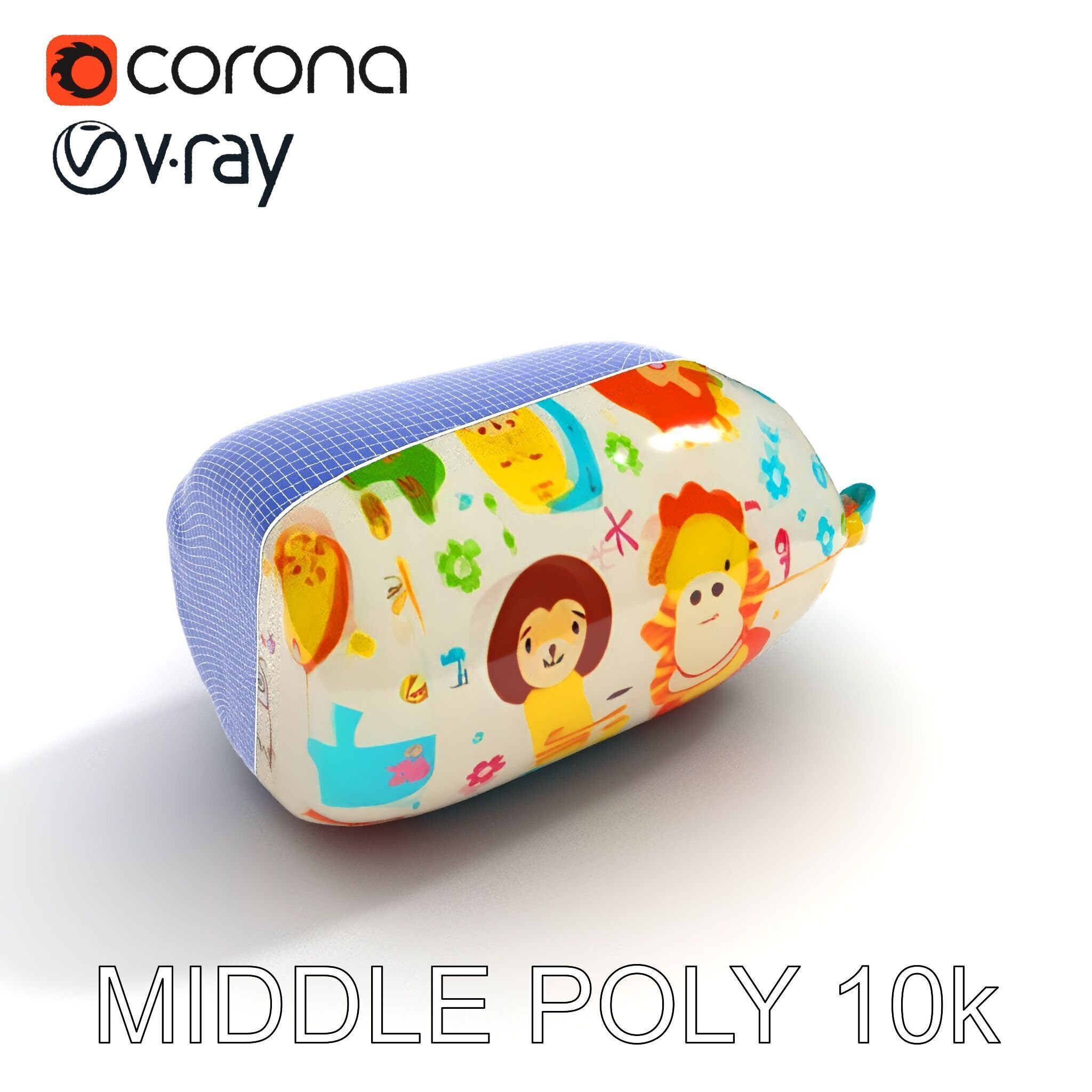 Colorful Animal Print Pillow Model Pack Low-poly 3D model_16