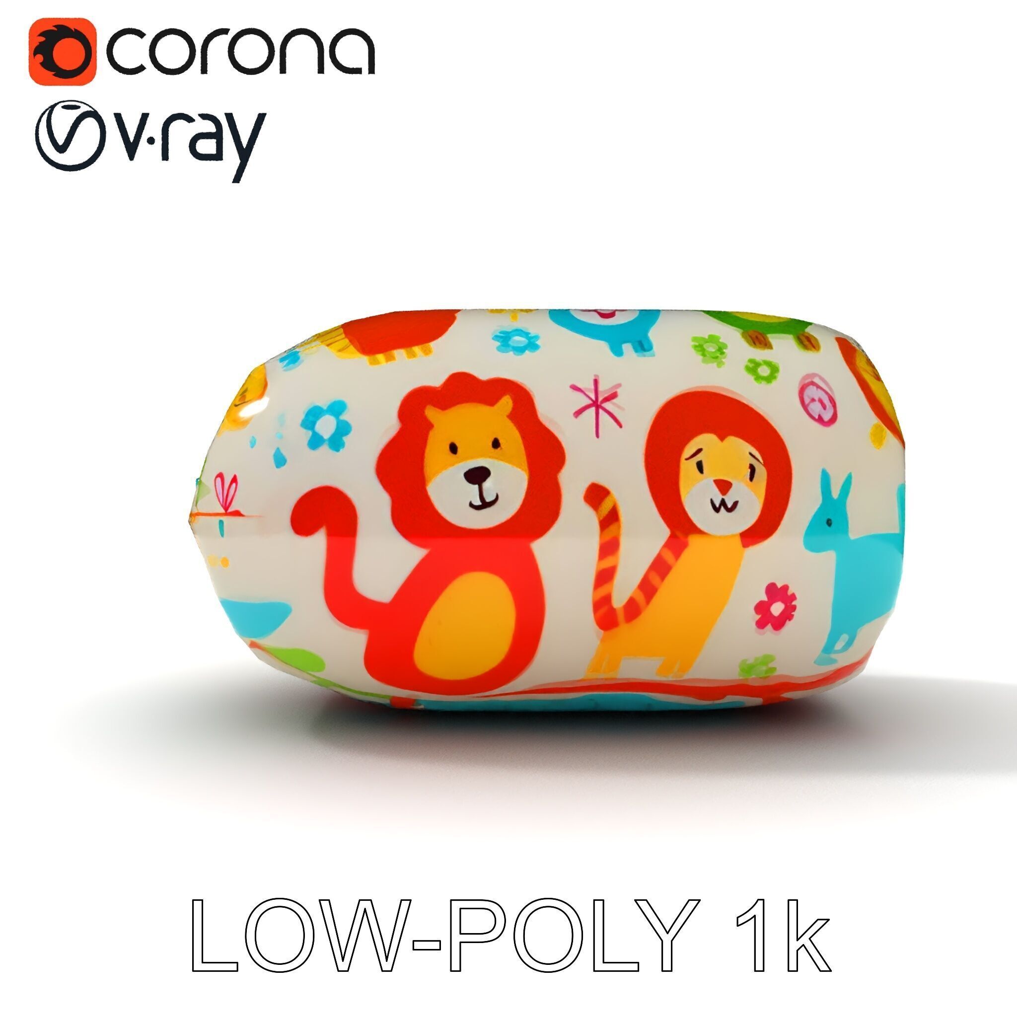 Colorful Animal Print Pillow Model Pack Low-poly 3D model_17