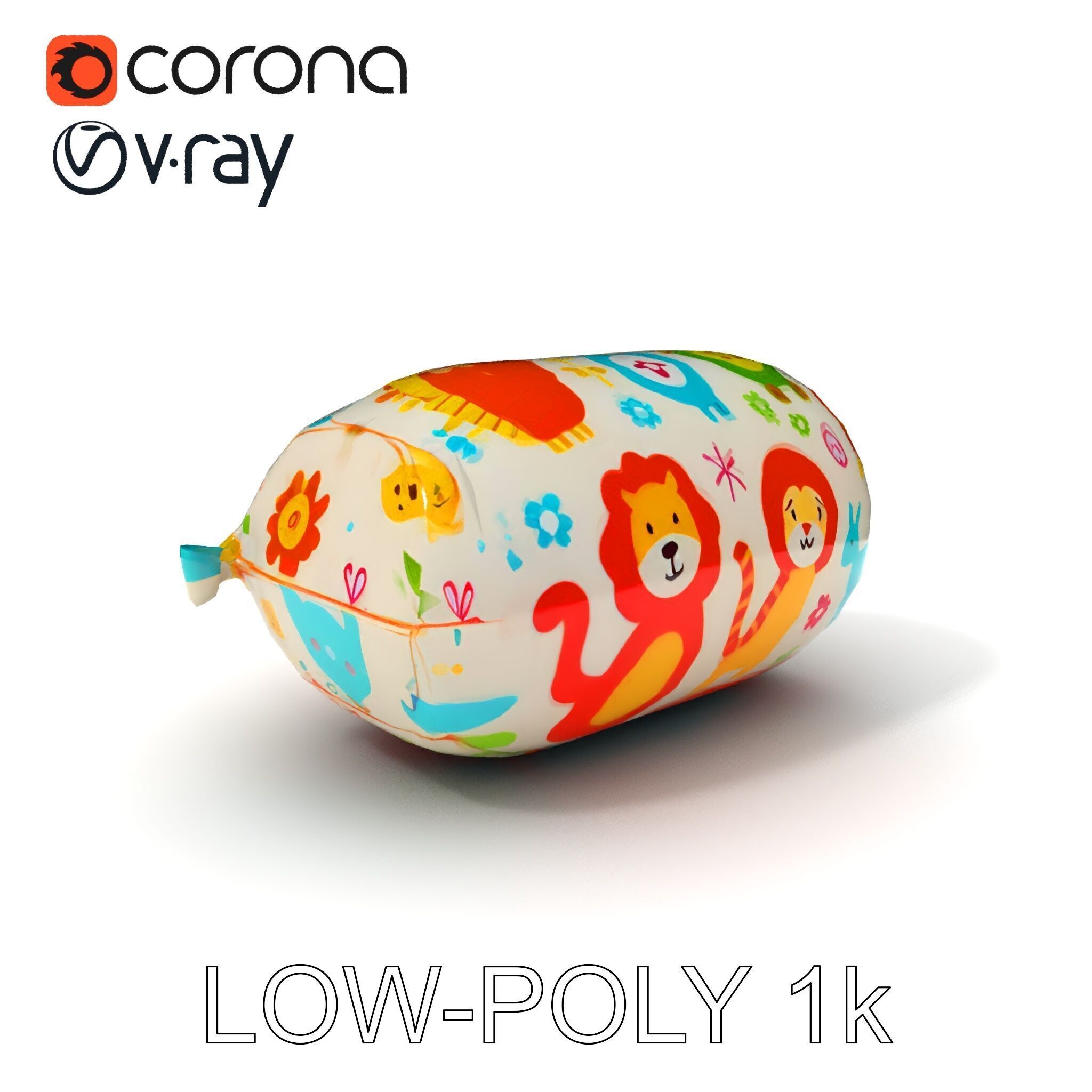 Colorful Animal Print Pillow Model Pack Low-poly 3D model_20