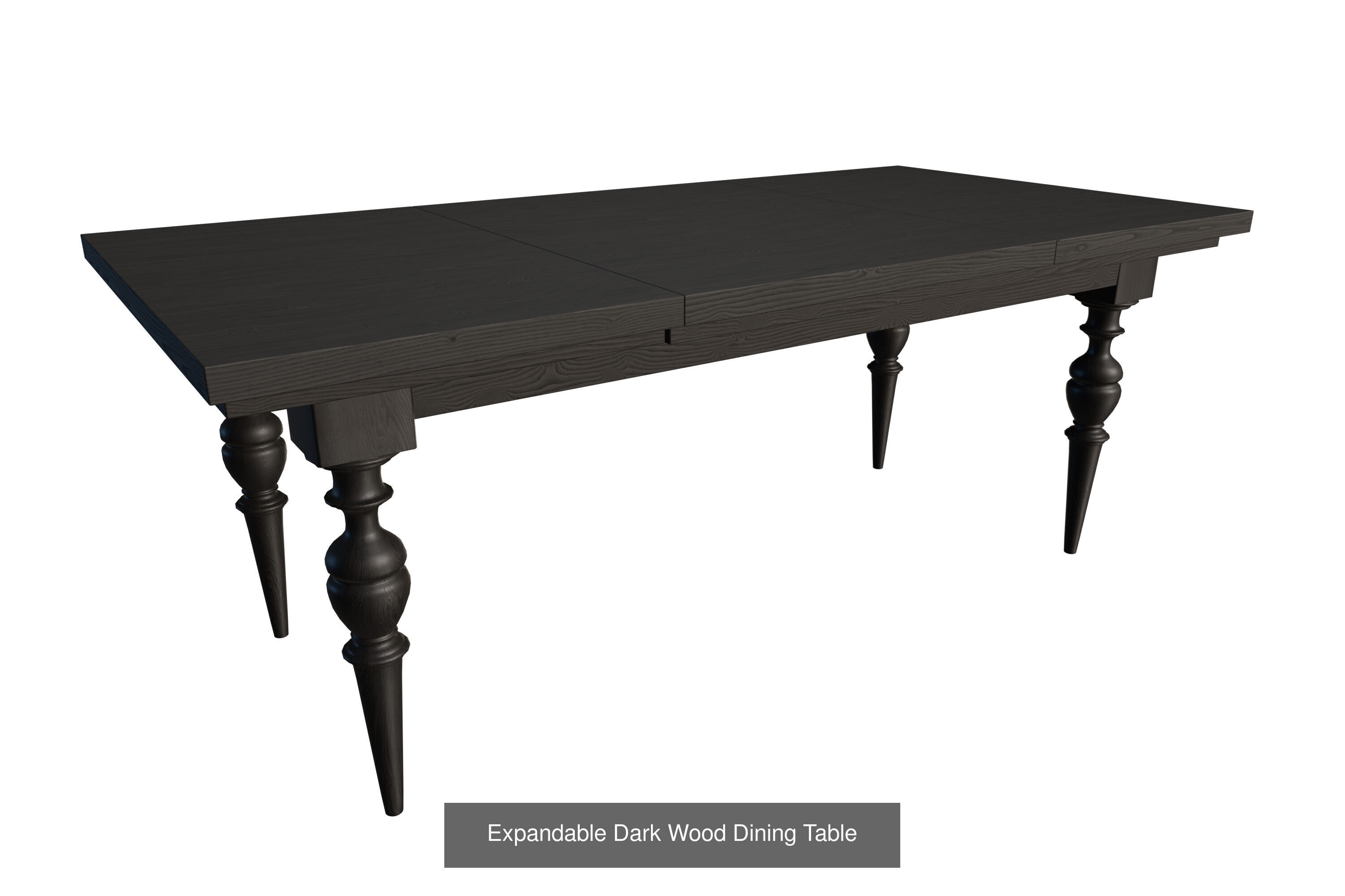 Elegant Dining Set Expandable Table and Tufted Chair 3D Model Collection_4