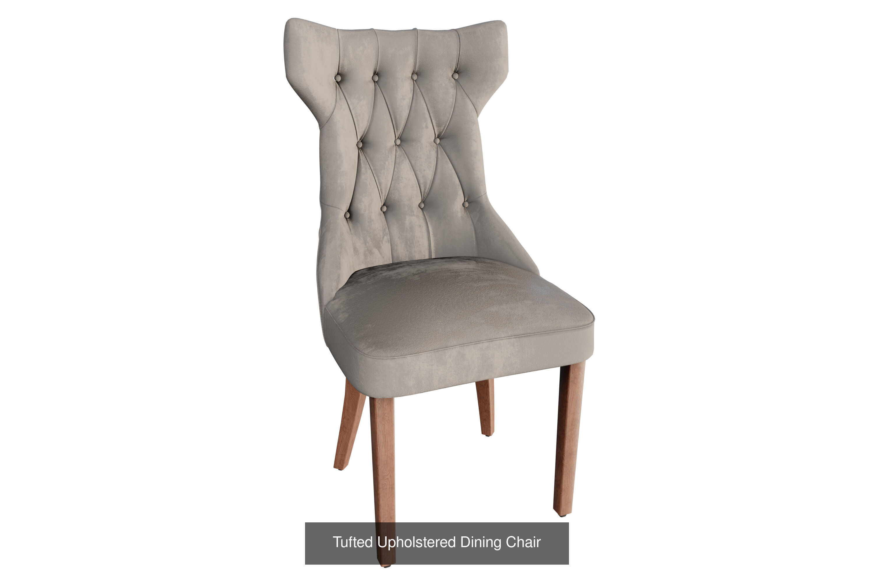 Elegant Dining Set Expandable Table and Tufted Chair 3D Model Collection_3