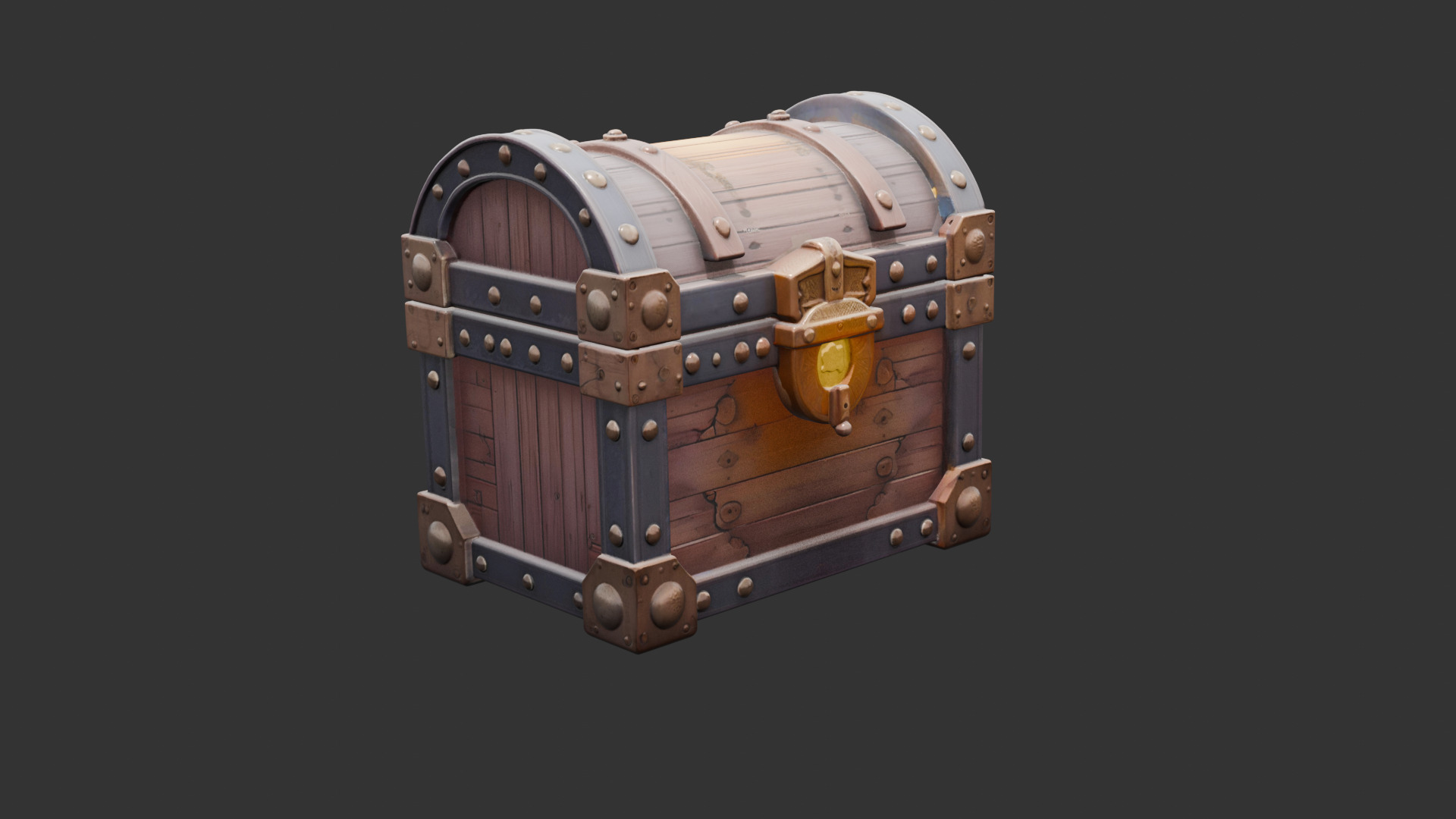 Timeworn Treasure Chest with Glowing Lock 3D model_1