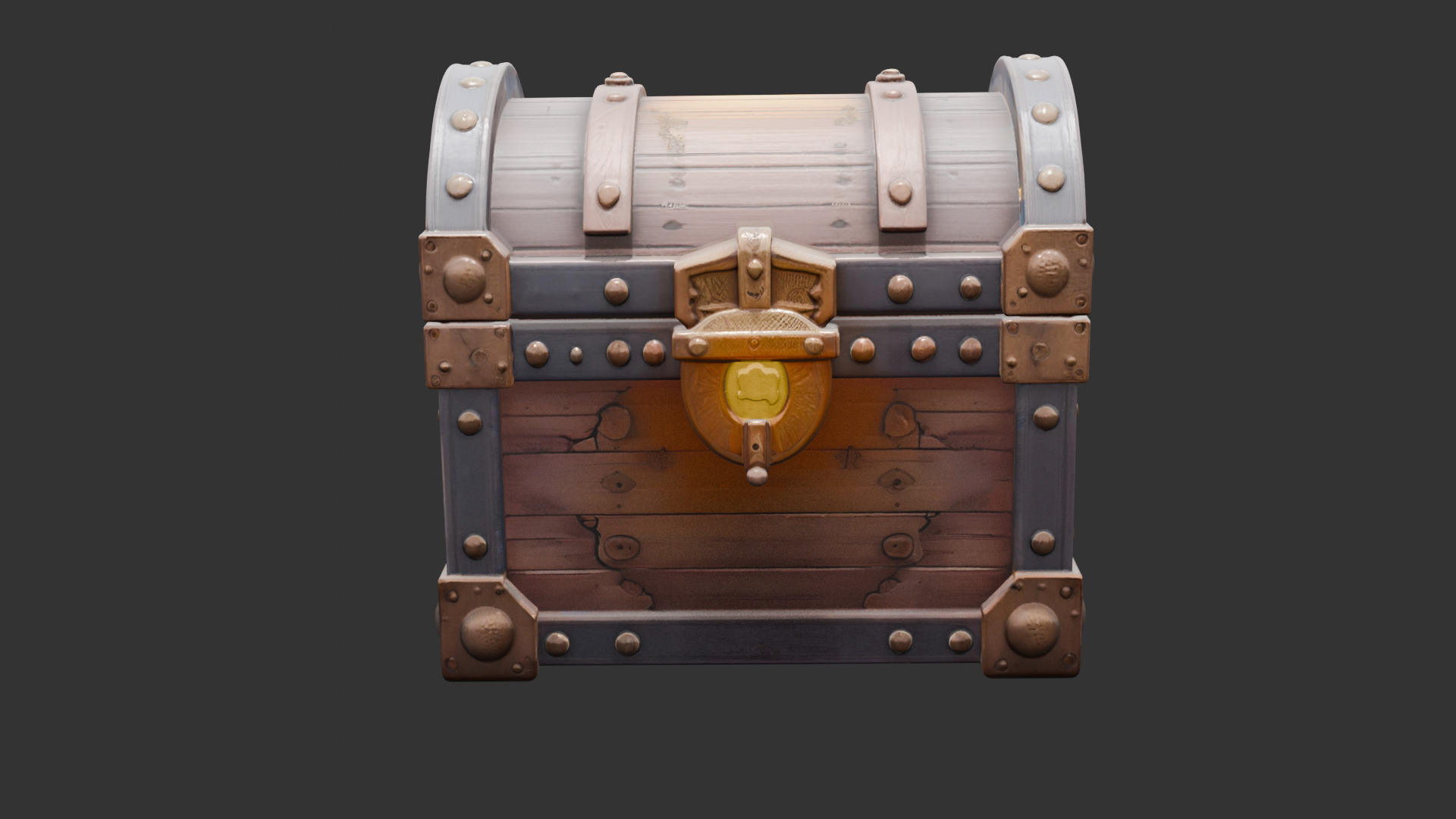Timeworn Treasure Chest with Glowing Lock 3D model_7