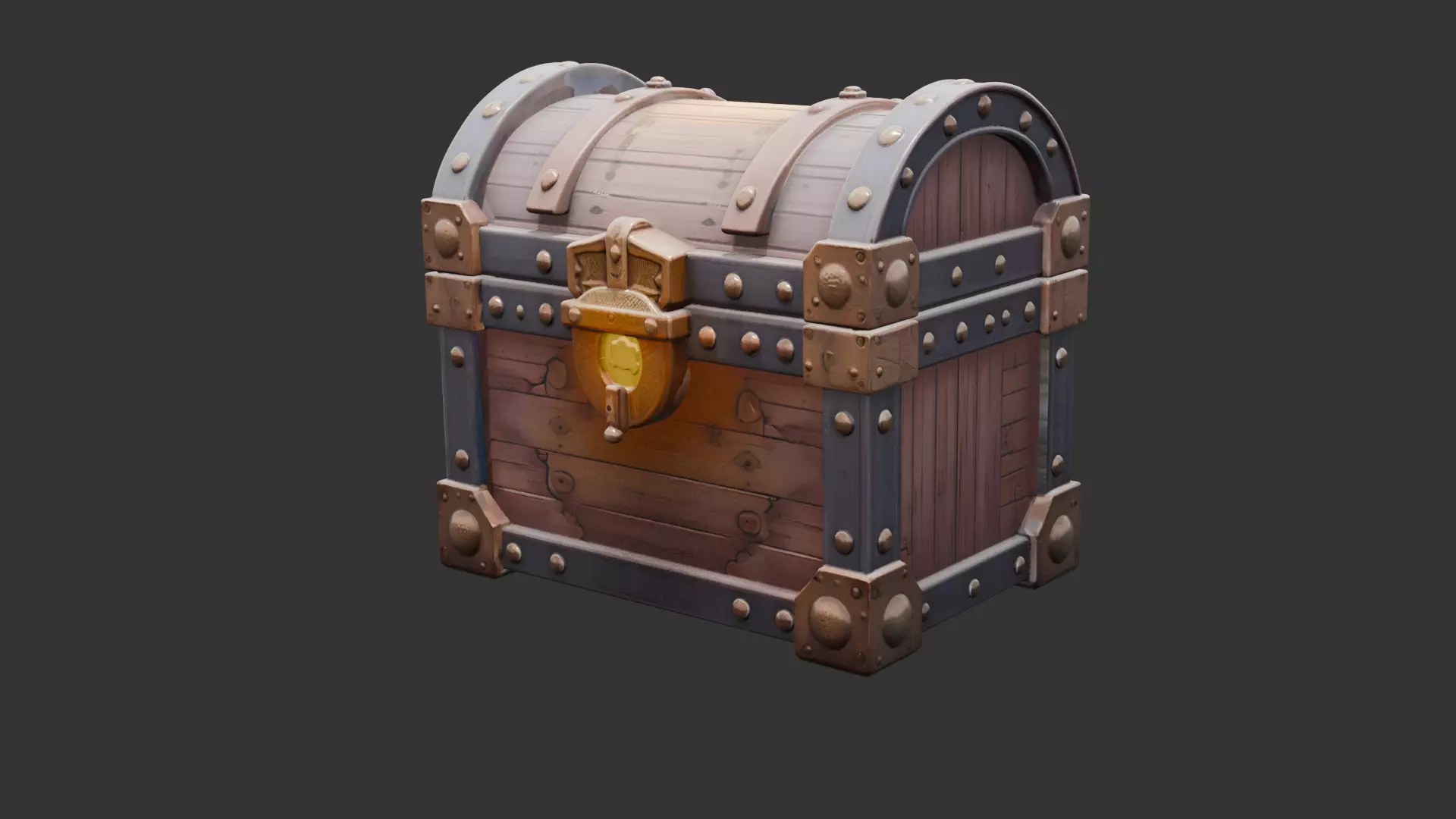 Timeworn Treasure Chest with Glowing Lock 3D model_0