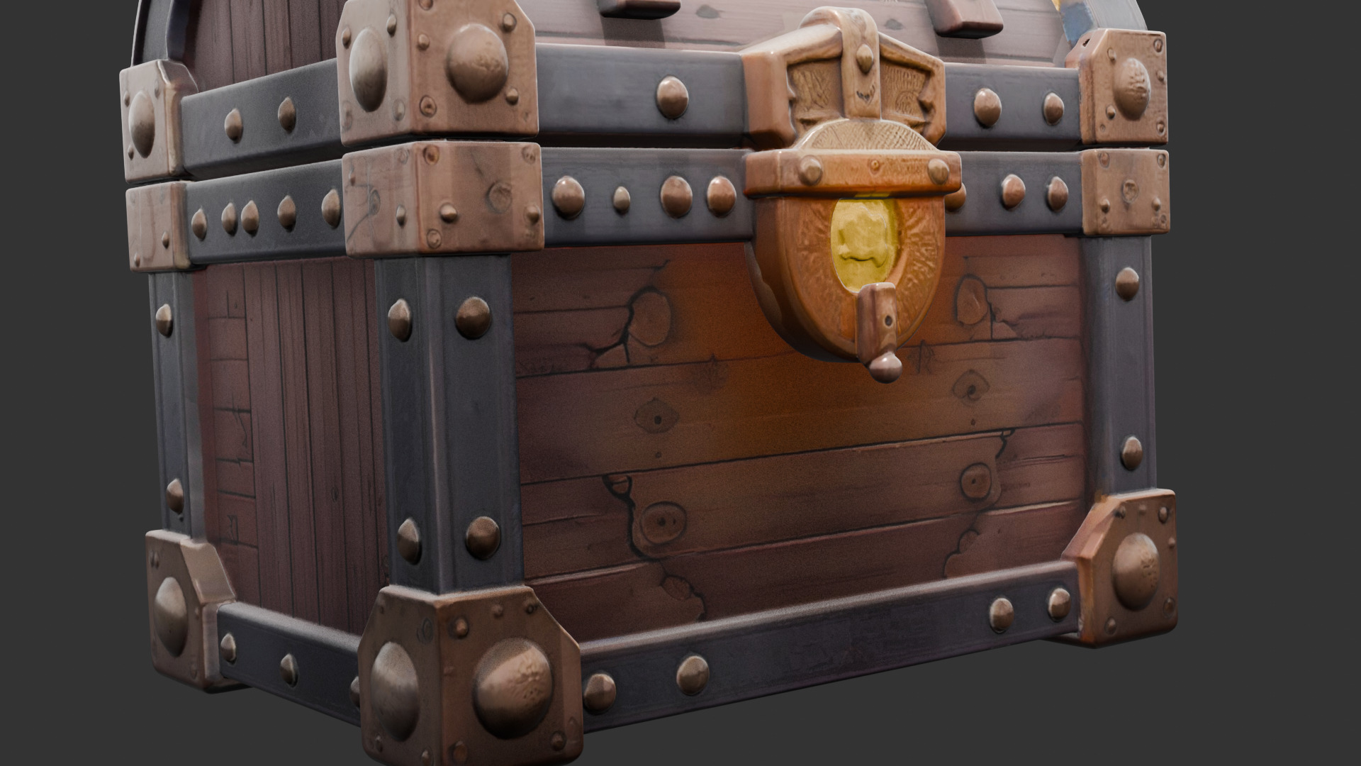 Timeworn Treasure Chest with Glowing Lock 3D model_3