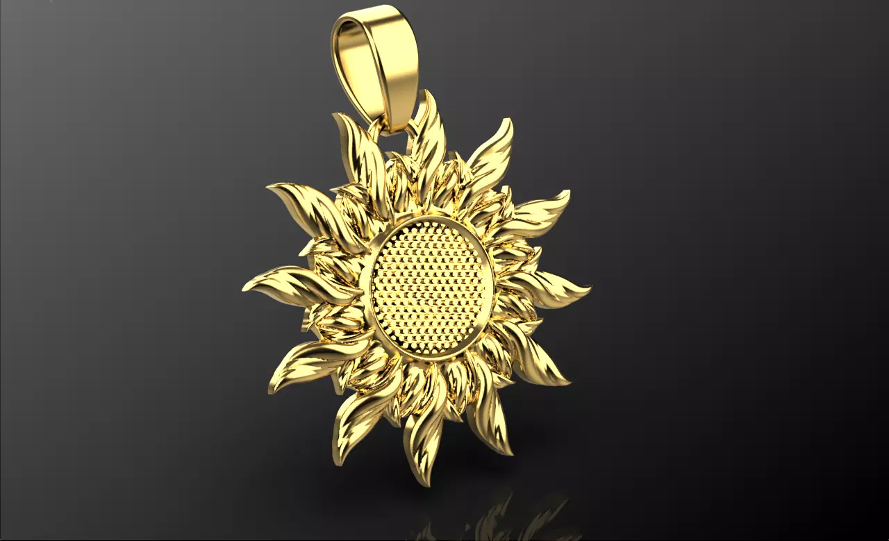 Sunflower pendant 3D print model