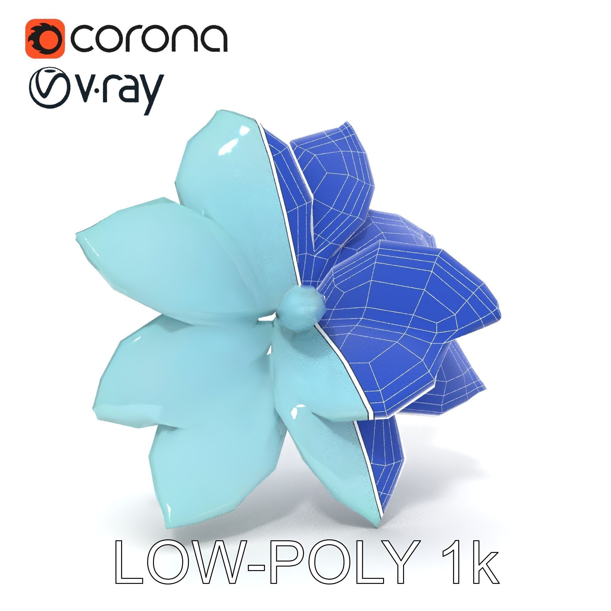 Glowing Lotus Flower Model Pack for Environment Design Low-poly 3D model_7