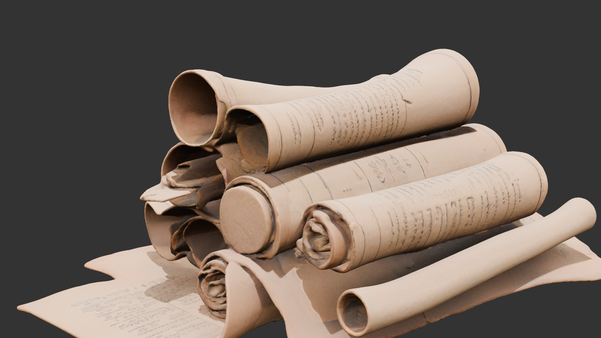 Abandoned Wizard Scrolls Low-poly 3D model_3