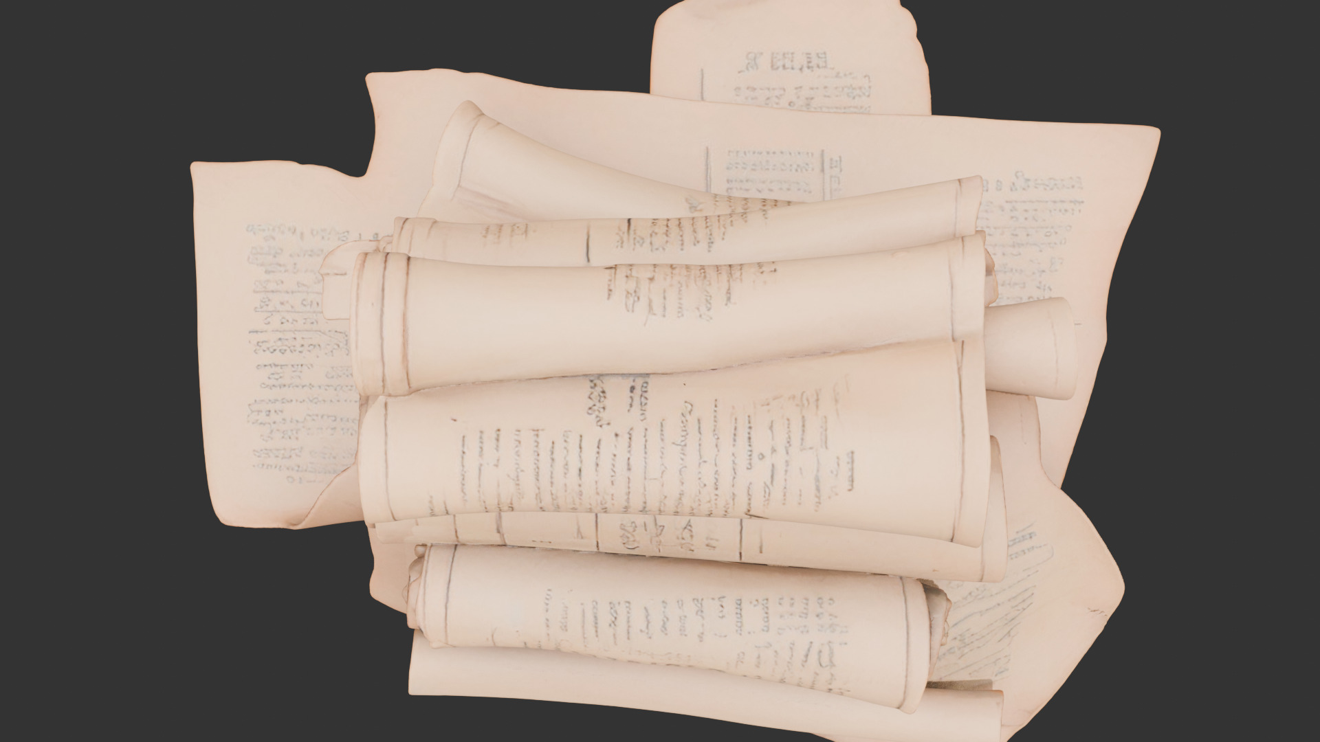 Abandoned Wizard Scrolls Low-poly 3D model_10