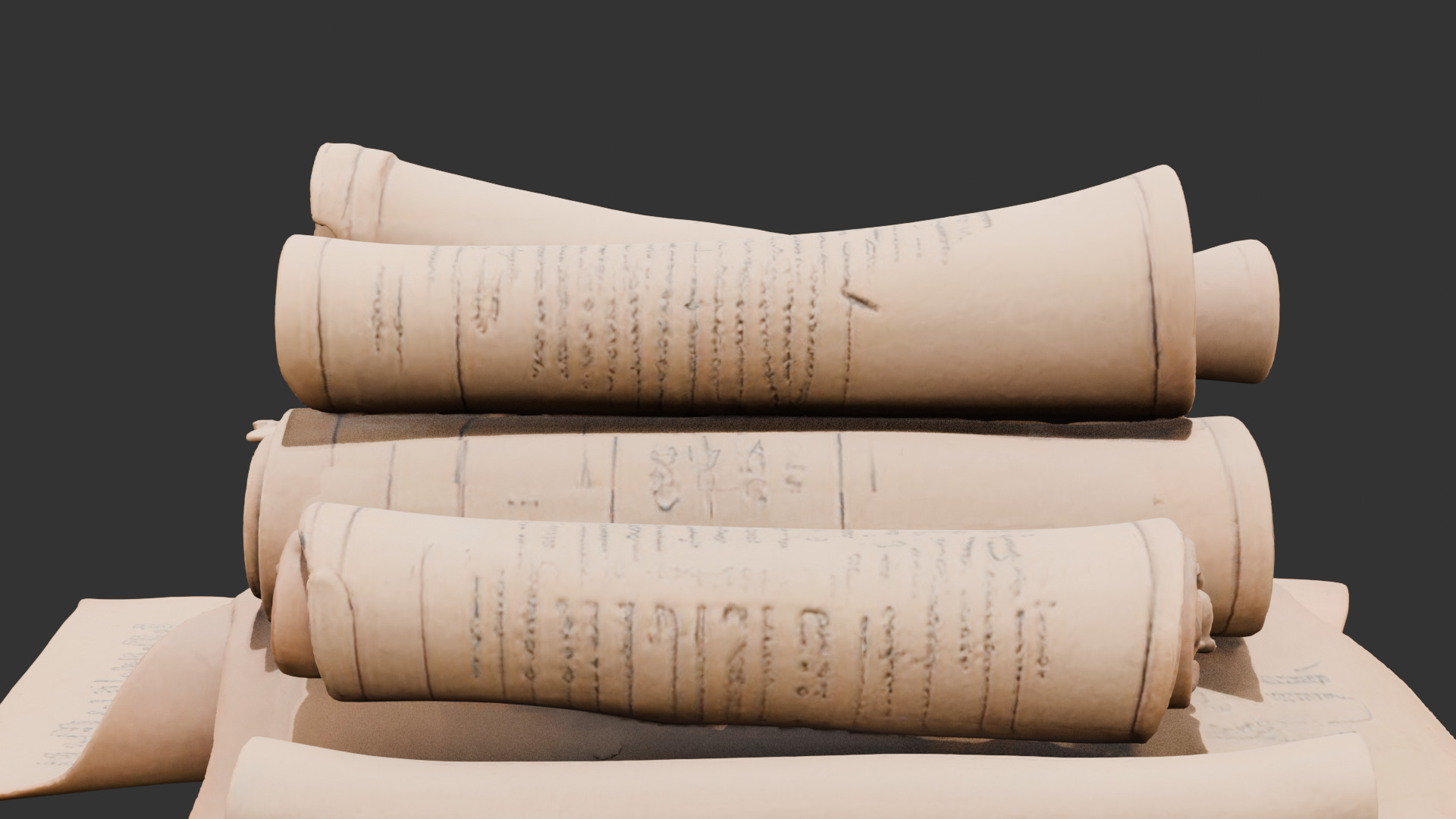 Abandoned Wizard Scrolls Low-poly 3D model_1