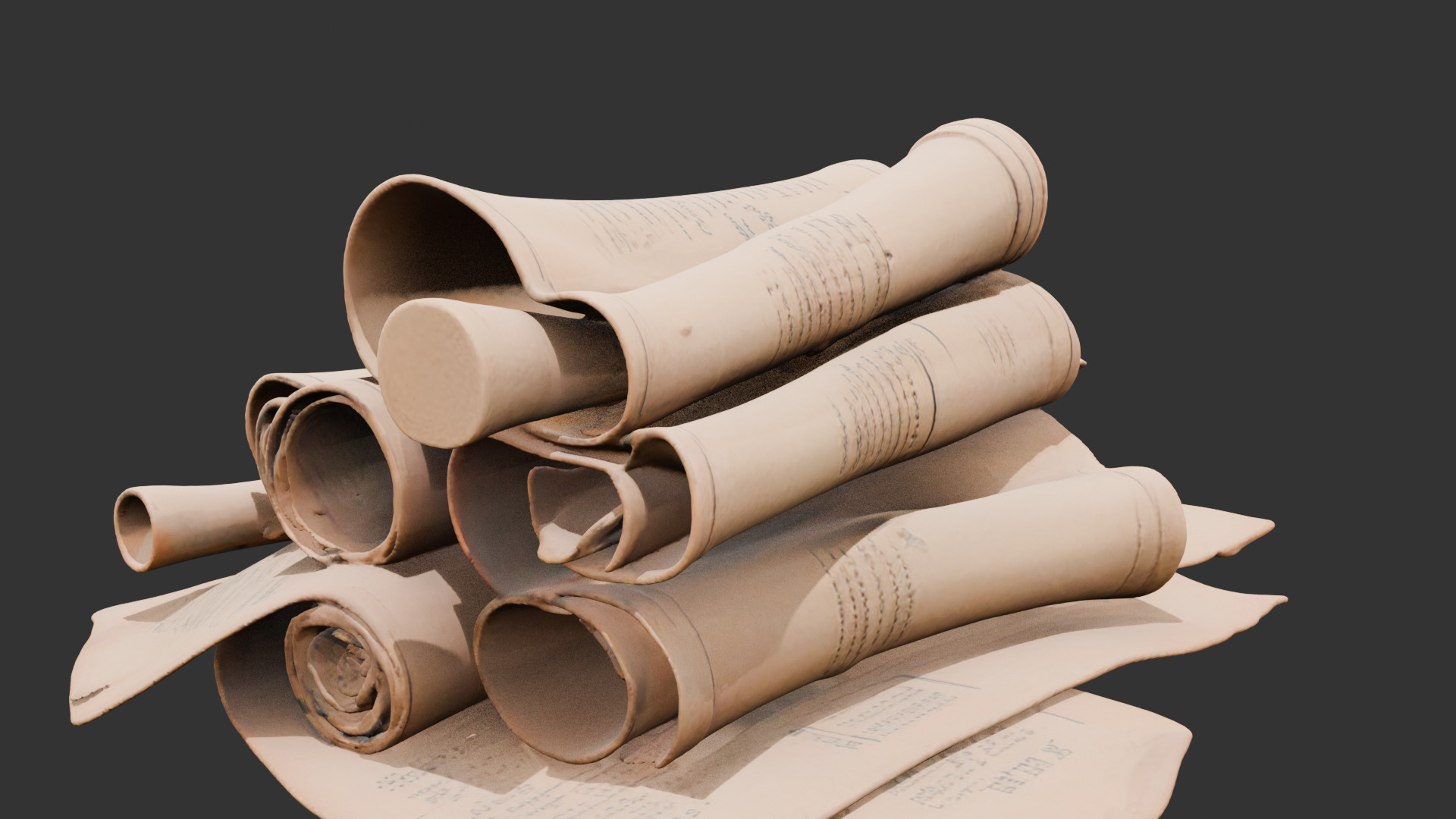 Abandoned Wizard Scrolls Low-poly 3D model_6