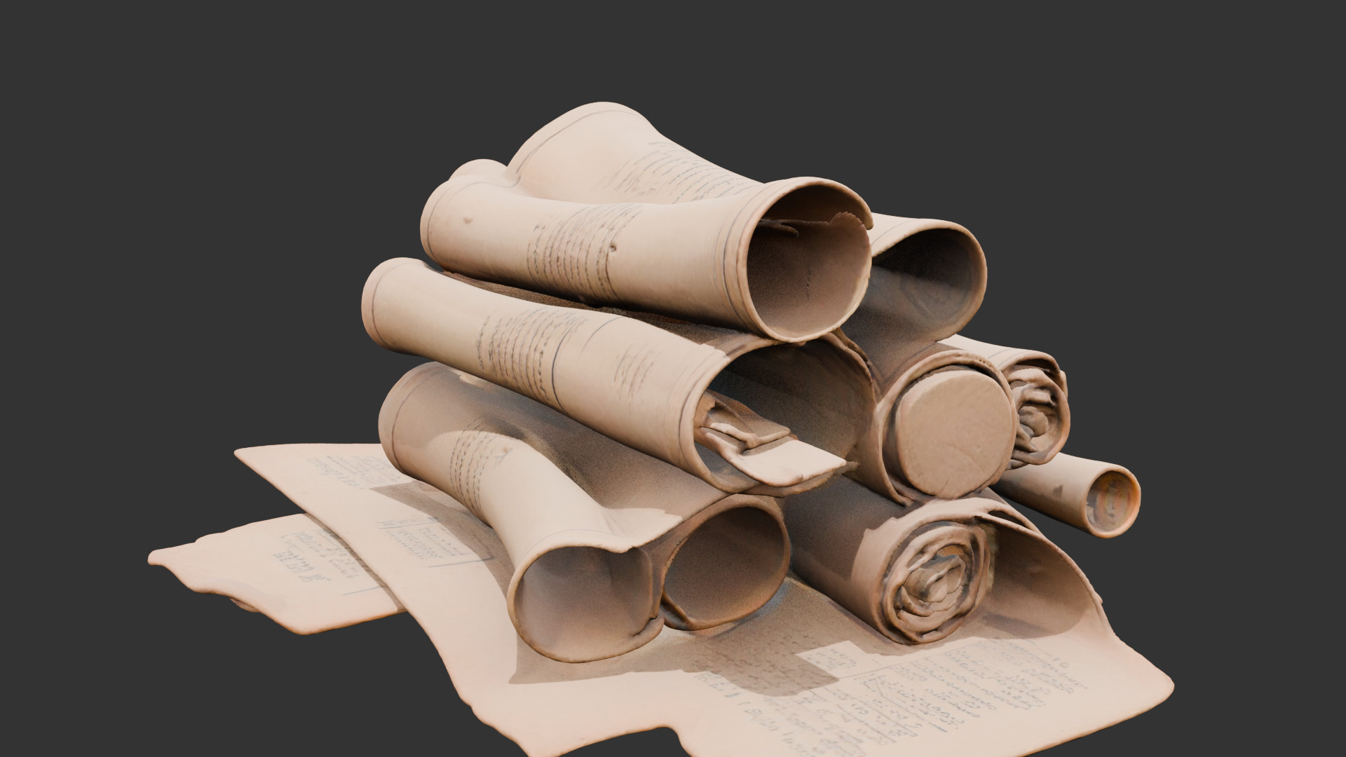 Abandoned Wizard Scrolls Low-poly 3D model_4