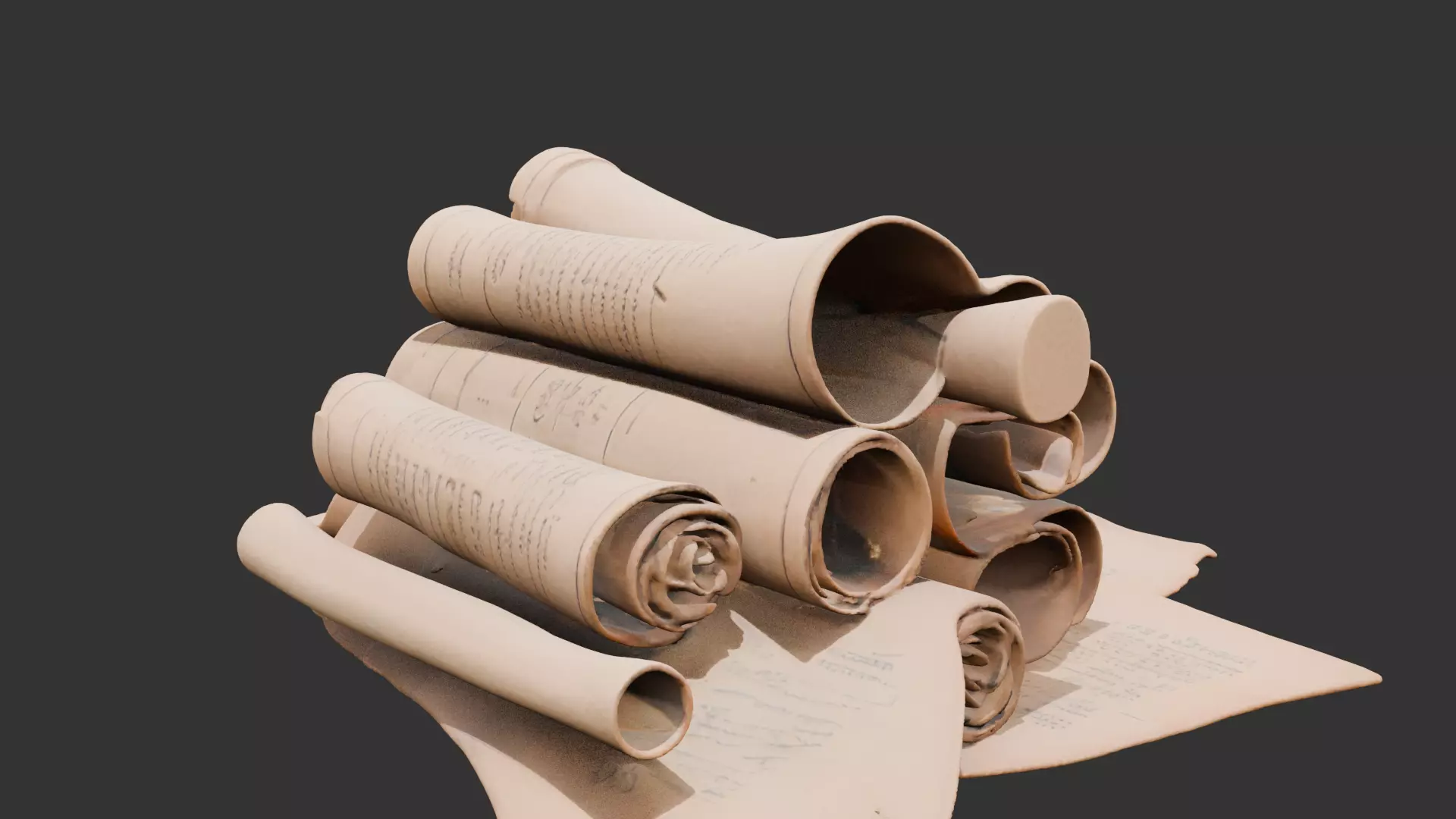 Abandoned Wizard Scrolls Low-poly 3D model_0