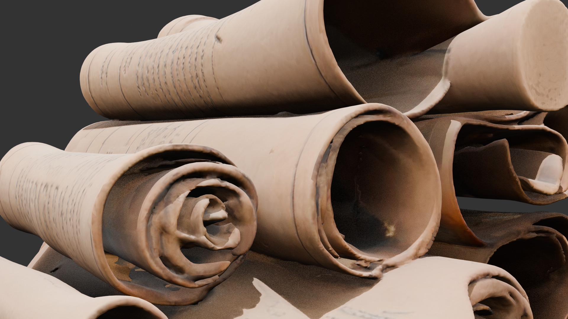 Abandoned Wizard Scrolls Low-poly 3D model_2