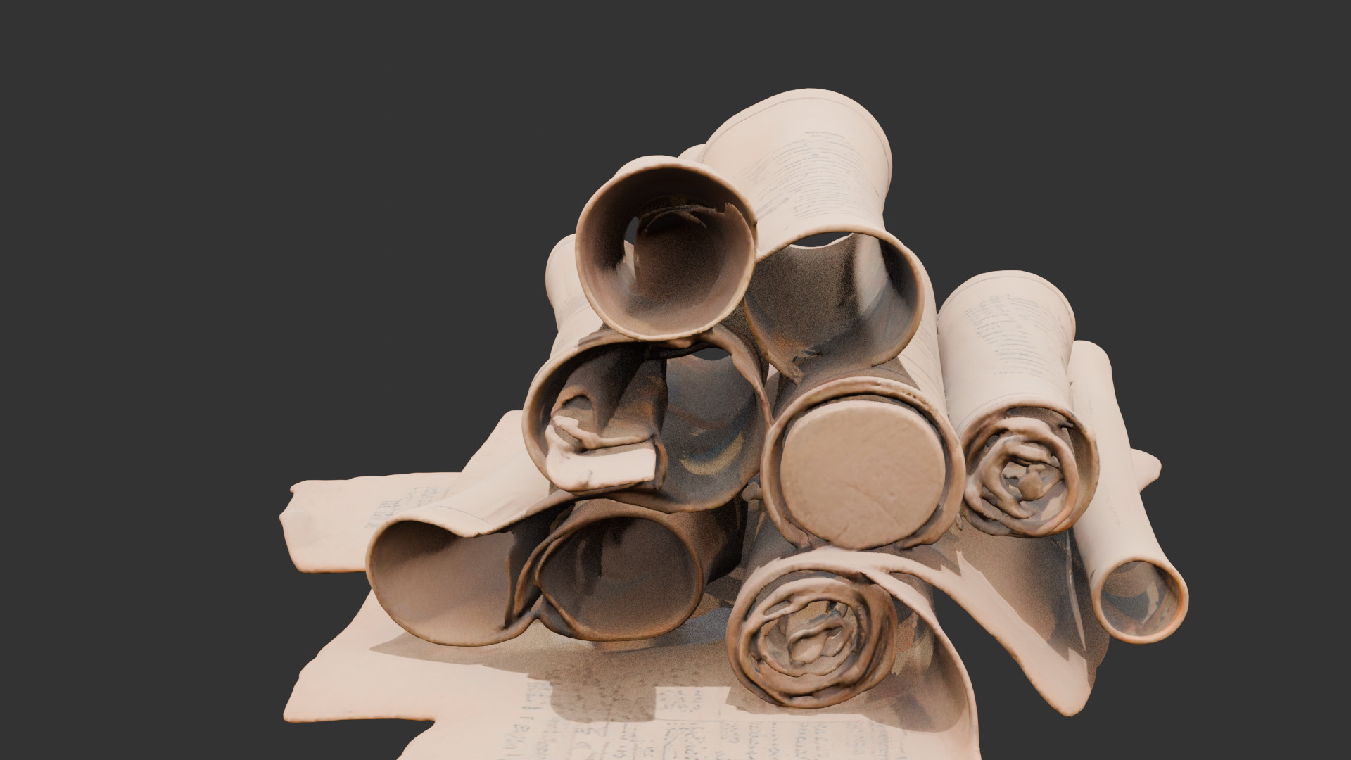 Abandoned Wizard Scrolls Low-poly 3D model_8