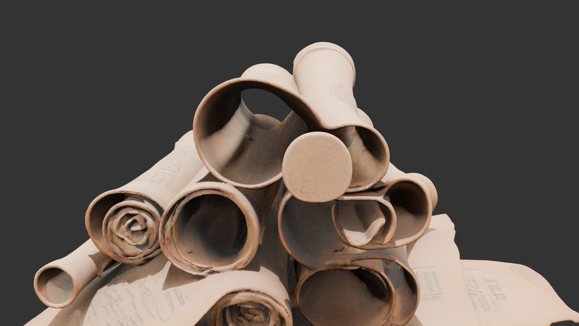 Abandoned Wizard Scrolls Low-poly 3D model_7