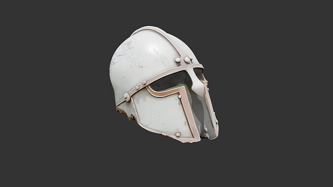 Rusted Helmet in Grass Low-poly 3D model
