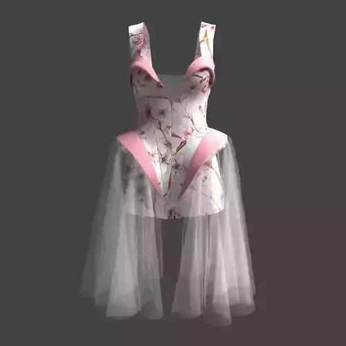 Sakura Bloom Corset dress Dress 3D Fashion Design CLO Project   