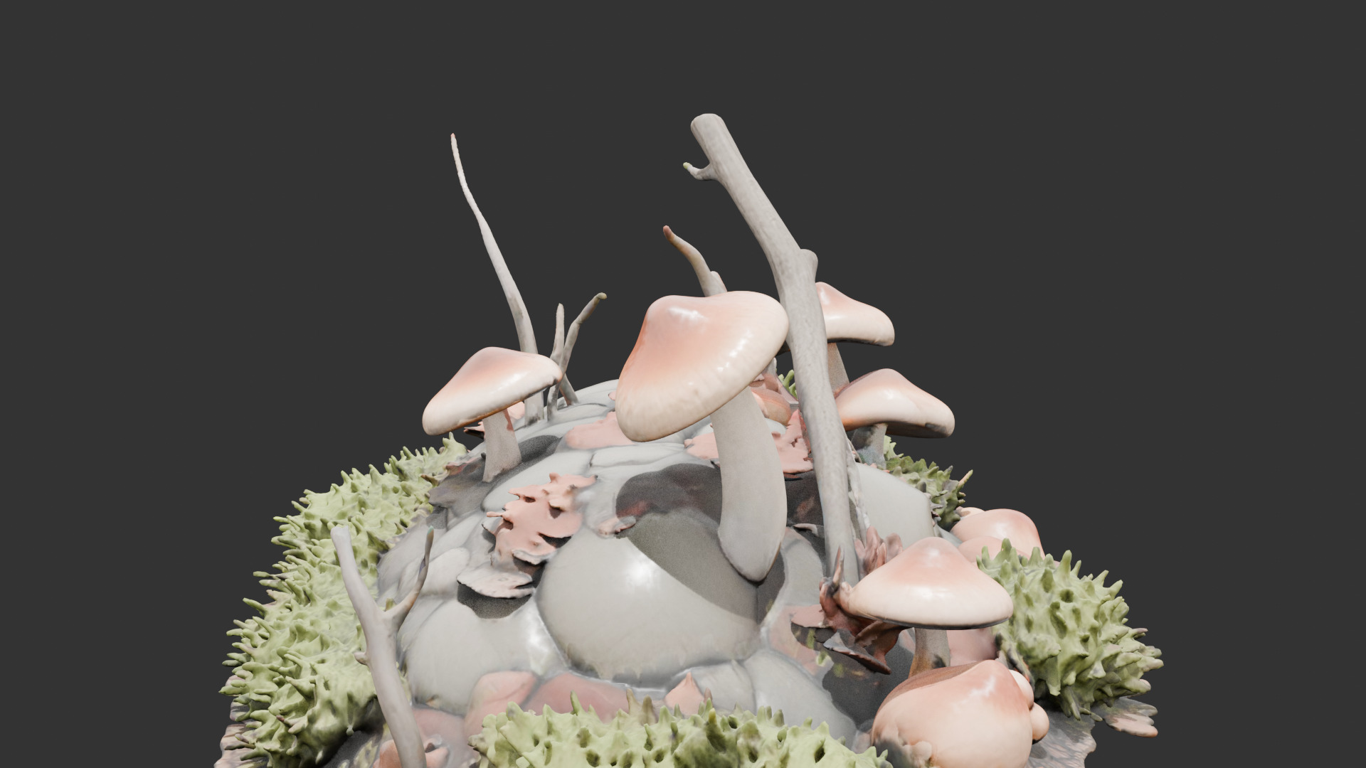 Forest Floor Debris with Mushrooms V2 Low-poly 3D model_1