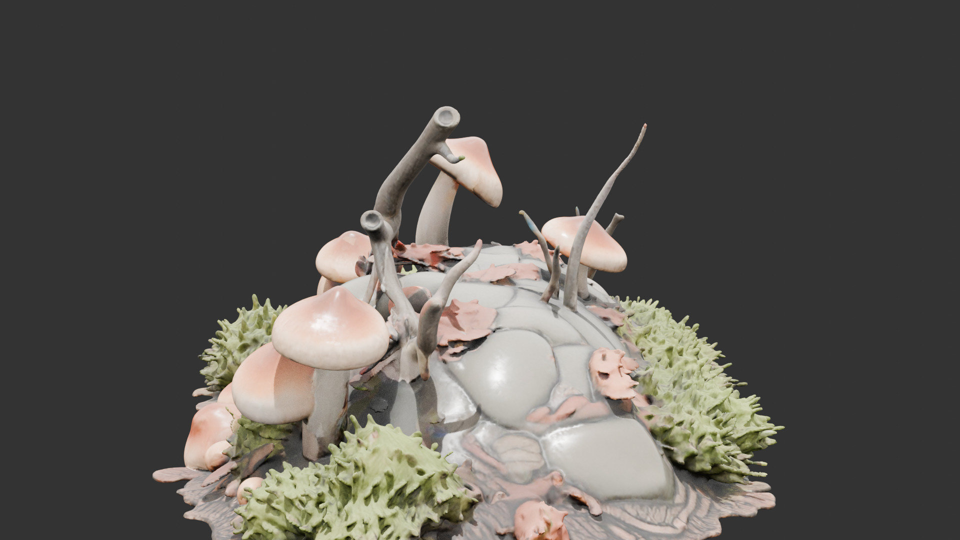Forest Floor Debris with Mushrooms V2 Low-poly 3D model_5