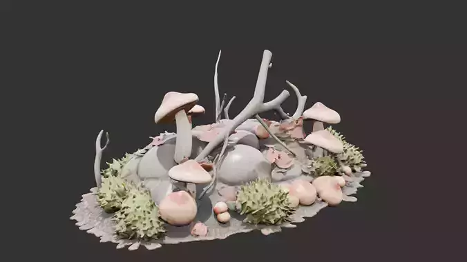 Forest Floor Debris with Mushrooms V2