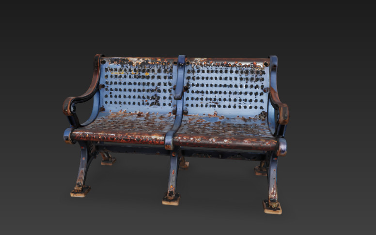 Realistic rusted bench 3D model_1