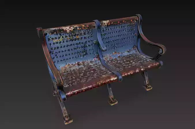 Realistic rusted bench