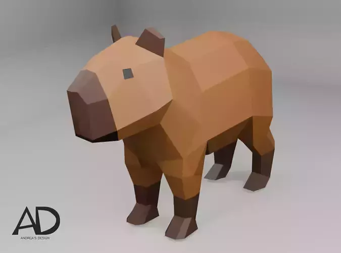 Capybara Low Poly Stylized Animal 3D Model Low-poly 3D model