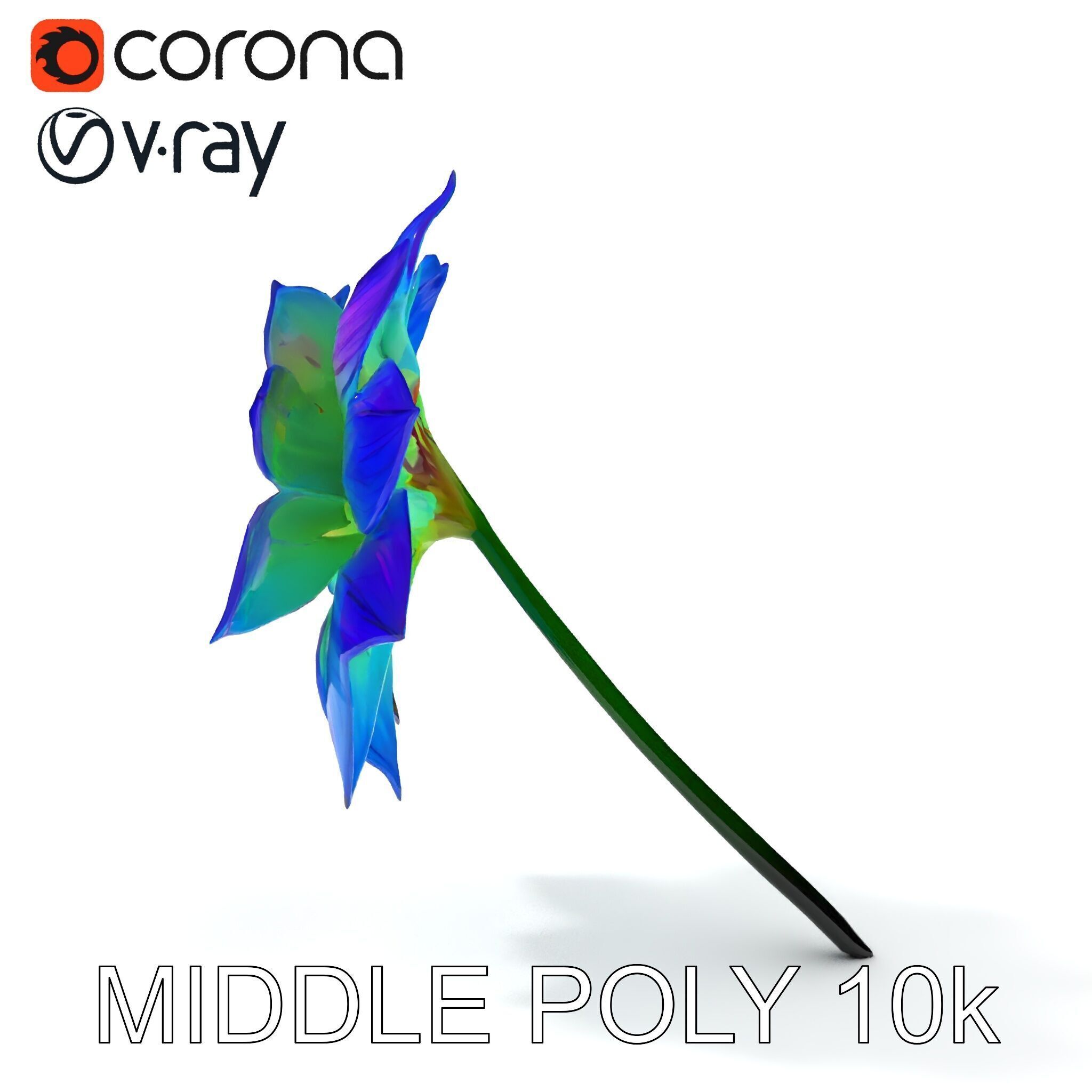 Vibrant Rainbow Flower Model Pack for D Applications Low-poly 3D model_15