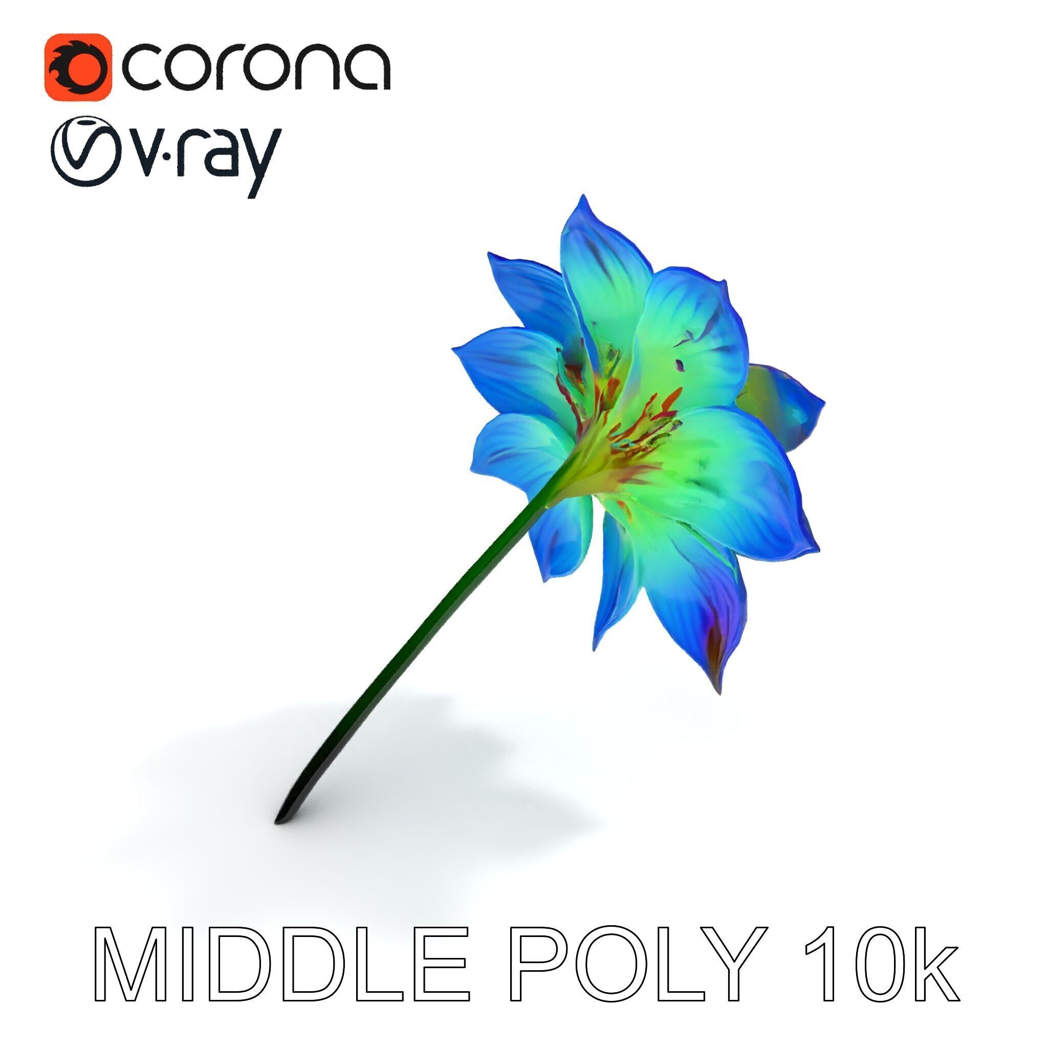 Vibrant Rainbow Flower Model Pack for D Applications Low-poly 3D model_12