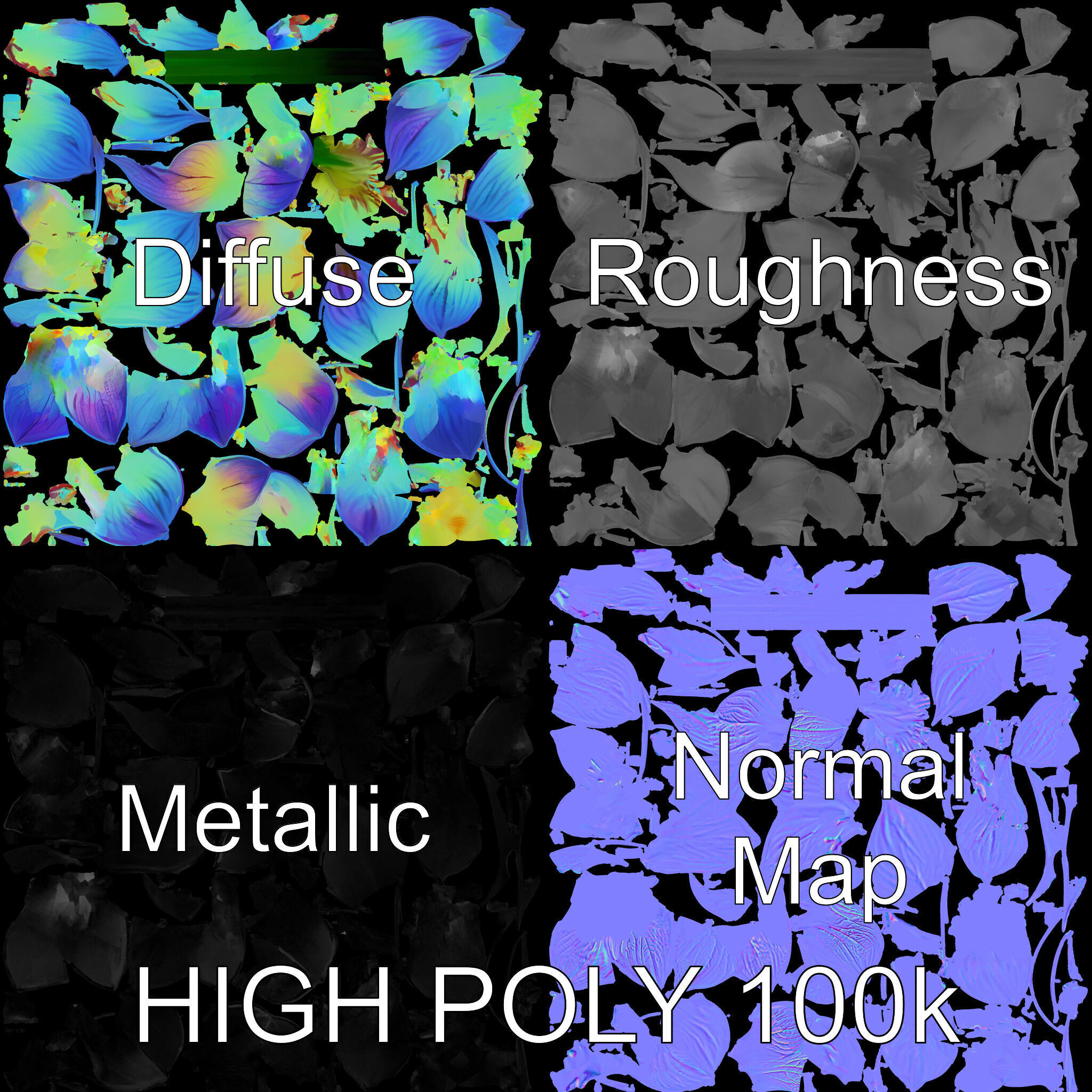 Vibrant Rainbow Flower Model Pack for D Applications Low-poly 3D model_2