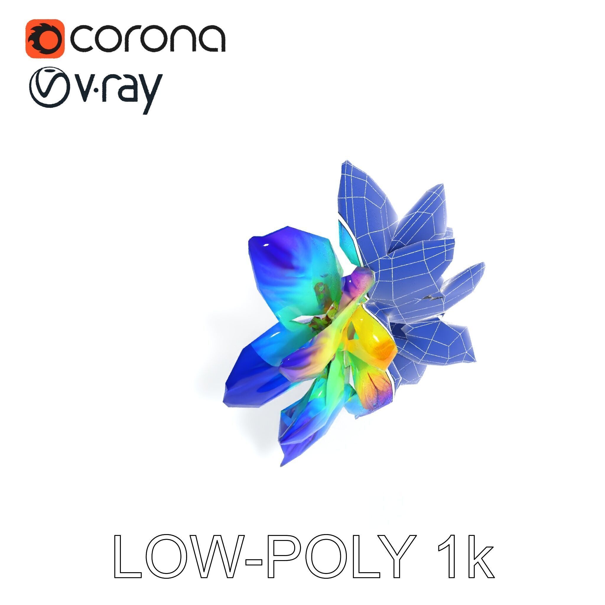 Vibrant Rainbow Flower Model Pack for D Applications Low-poly 3D model_19