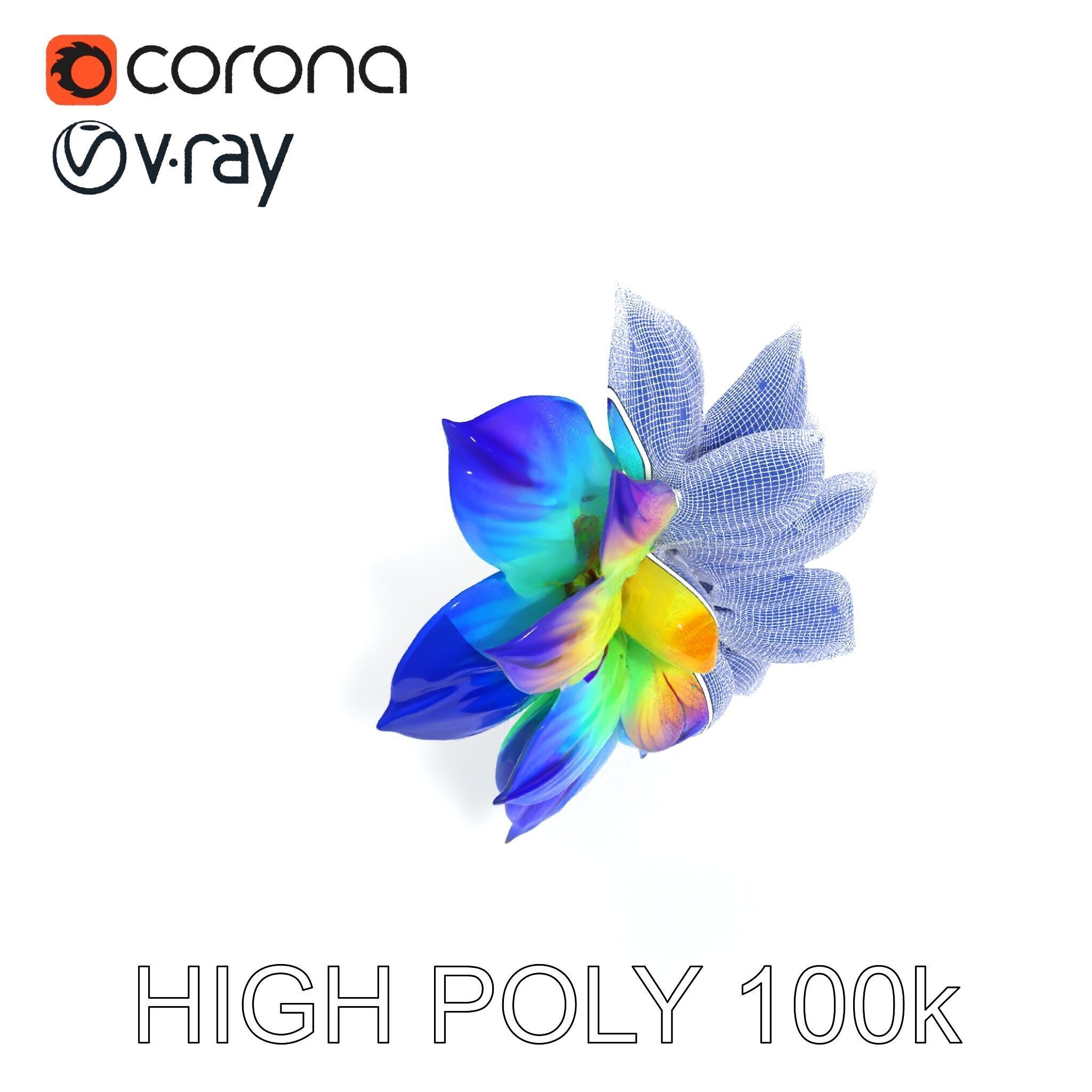 Vibrant Rainbow Flower Model Pack for D Applications Low-poly 3D model_14