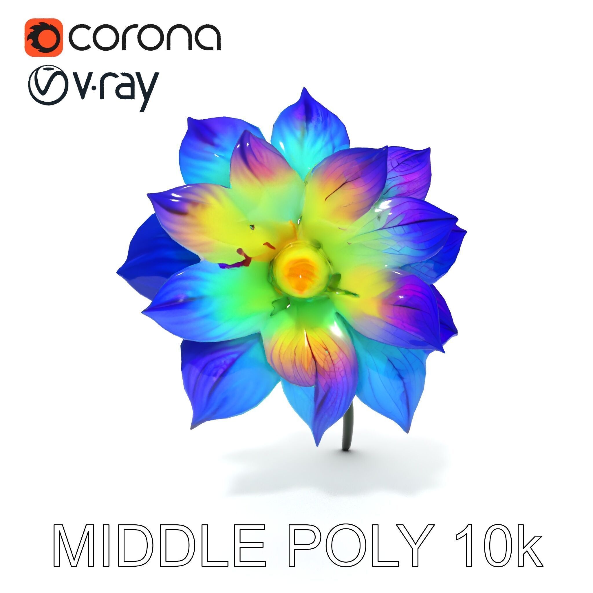Vibrant Rainbow Flower Model Pack for D Applications Low-poly 3D model_20