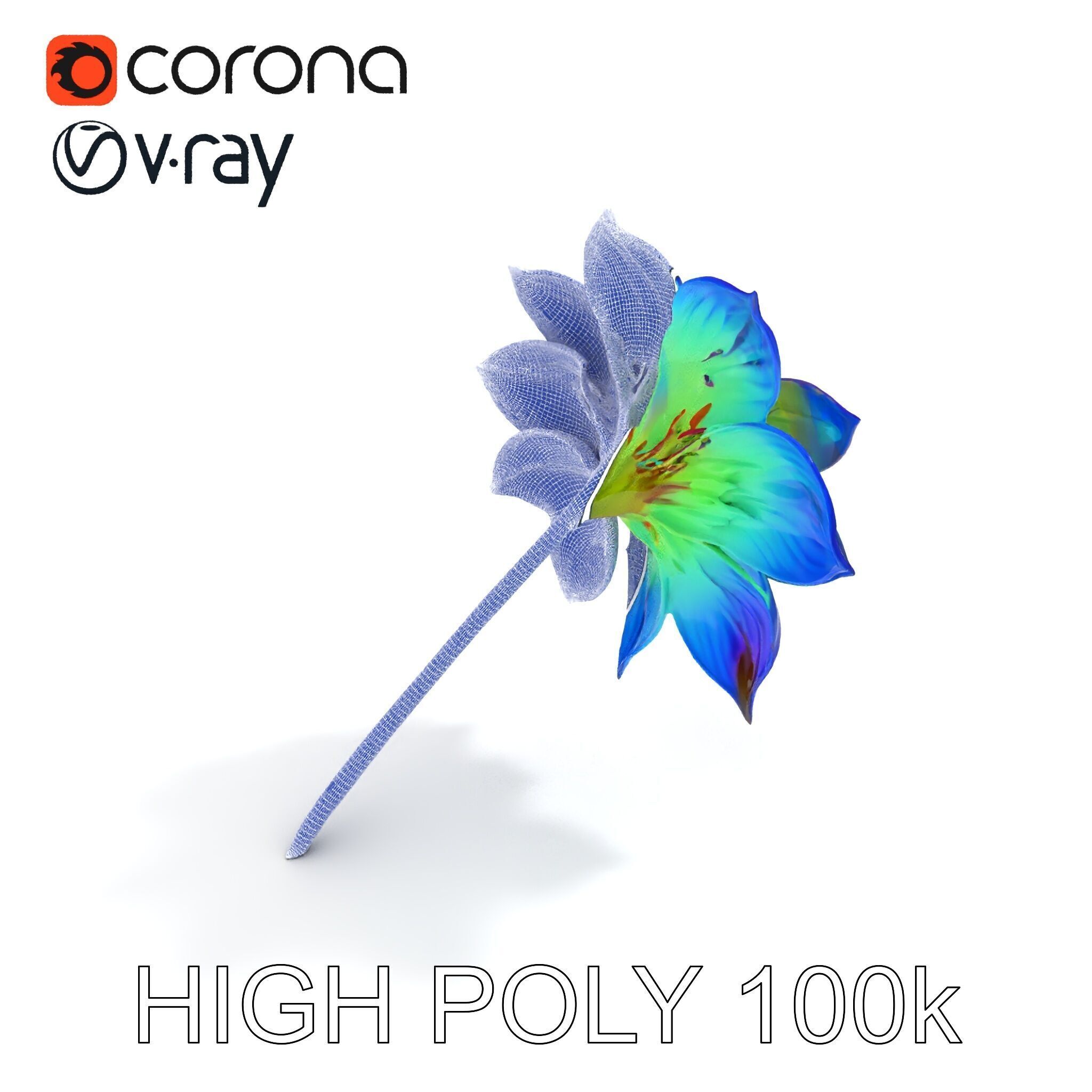 Vibrant Rainbow Flower Model Pack for D Applications Low-poly 3D model_28