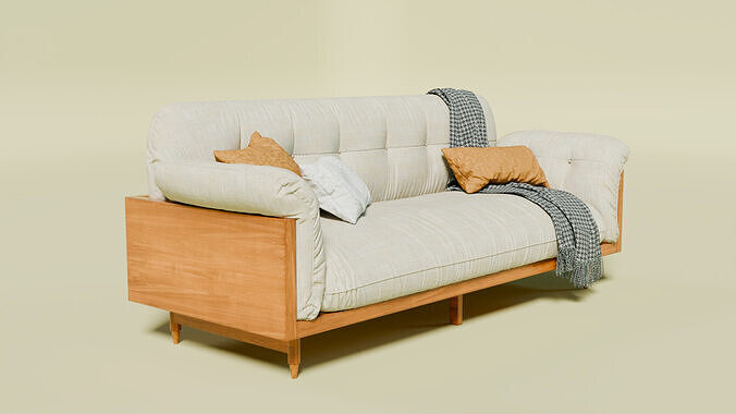 Cozy Modern Sofa 3D model 2